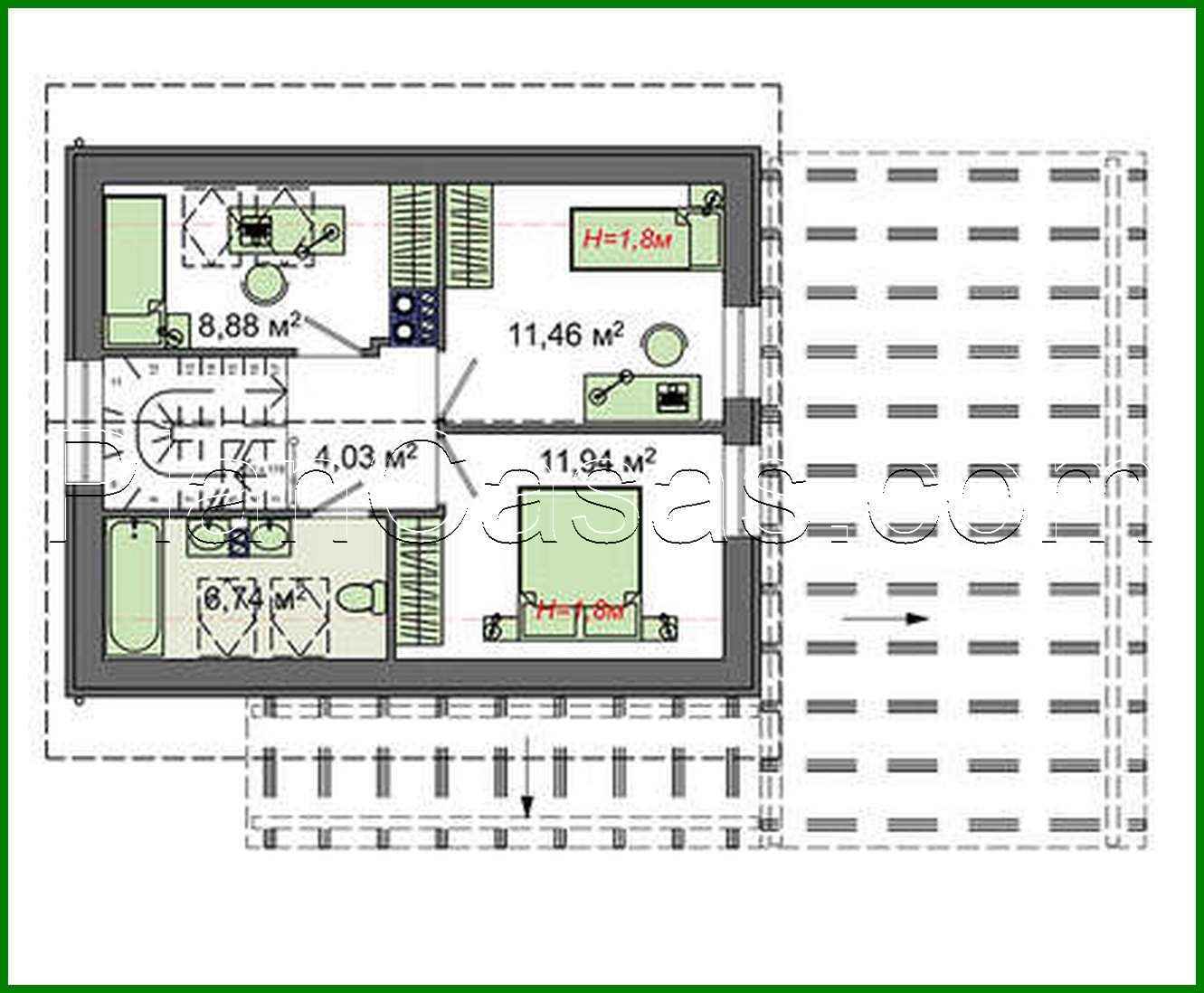 Galería de visualizaciones - Proyecto de una casa compacta de 104 m² con mansarda y tres dormitorios