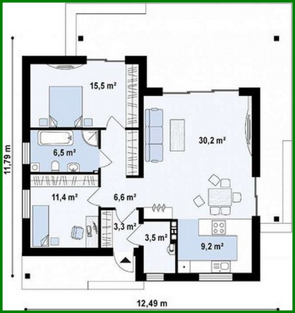 Galería de visualizaciones - Proyecto de una casa de verano de 86 m² con exterior en blanco y negro