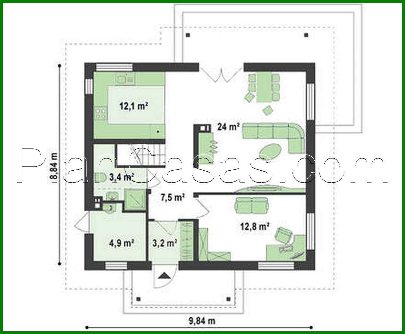 Visualization gallery - The project of a two-story house on 133 square meters m with french balconies