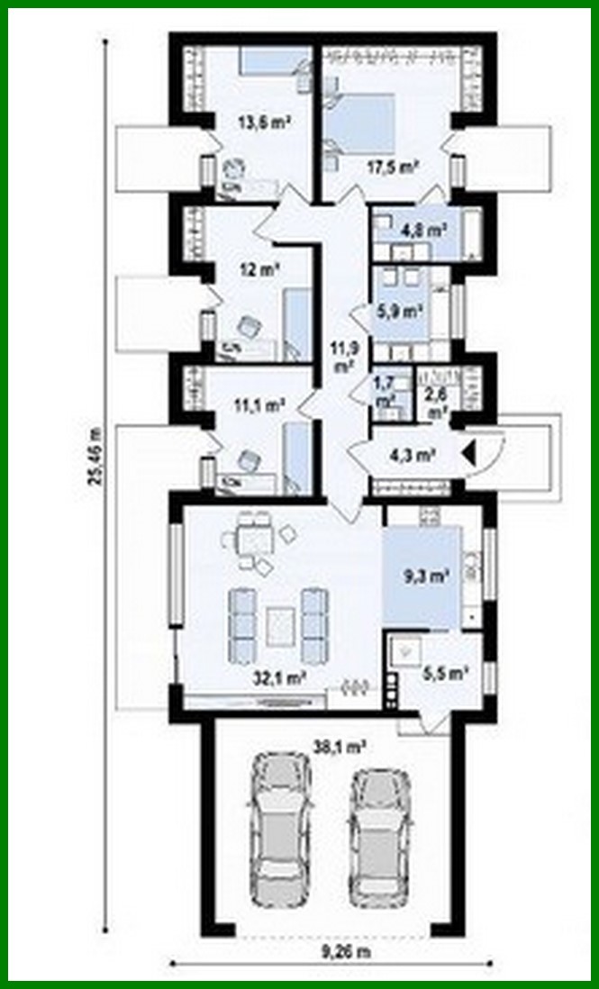 Visualization gallery - Project of the cottage with an area of ​​170 square meters. four bedroom barnhouse style