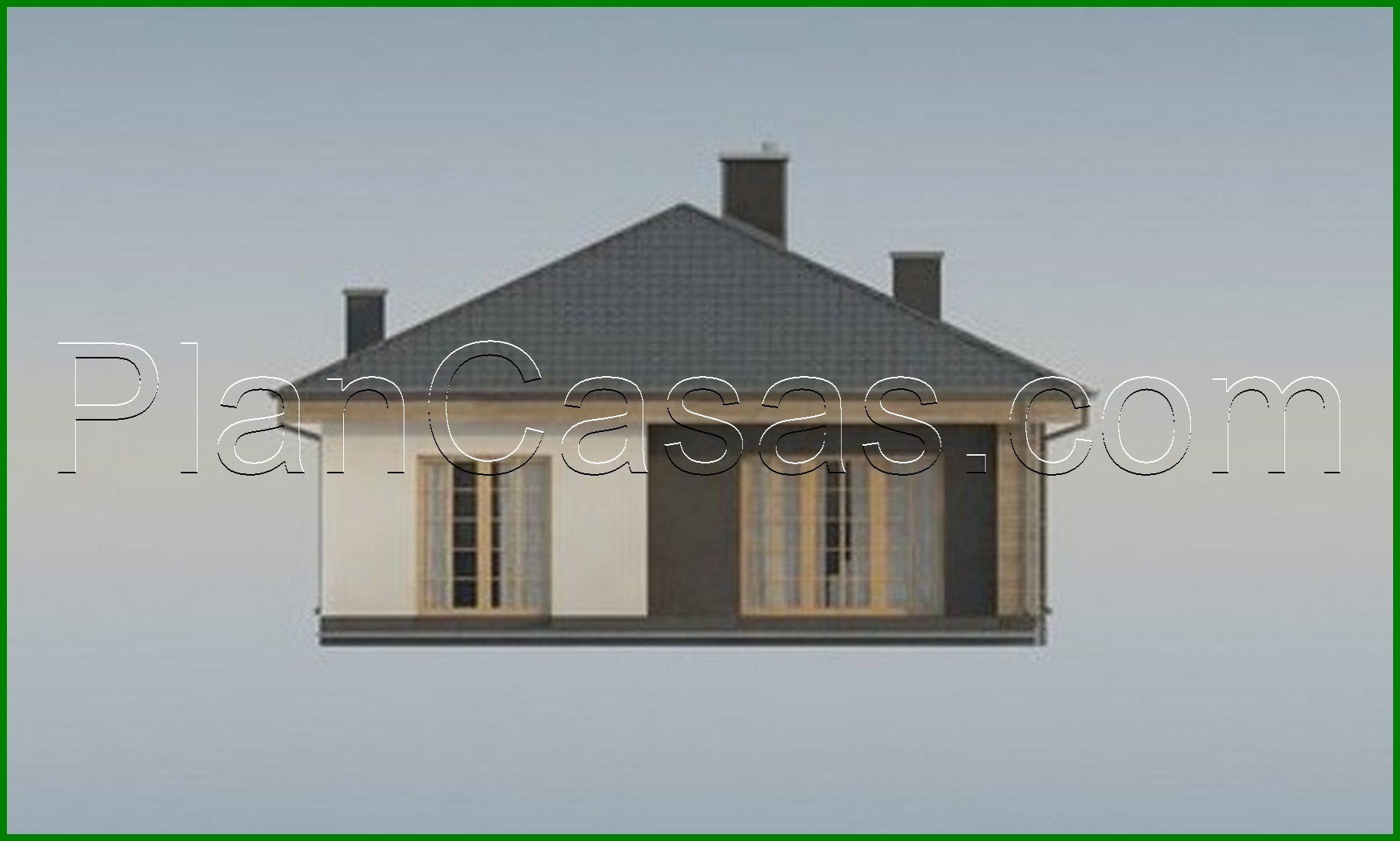 Galería de visualizaciones - Proyecto de una casa de una planta de 120 m² decorada con piedra artificial