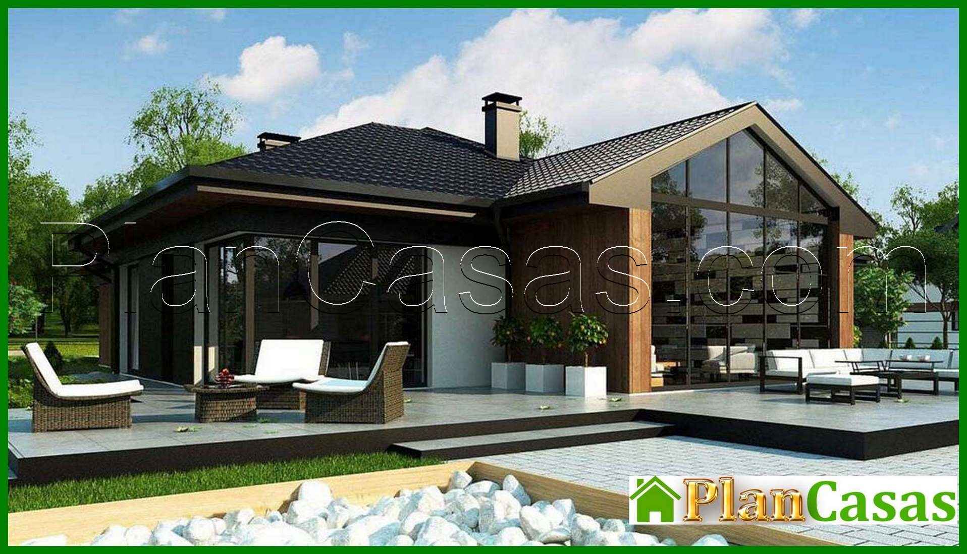 Visualization gallery - Project of an attractive cottage on 246 square meters. m with a spacious living room and stained-glass windows