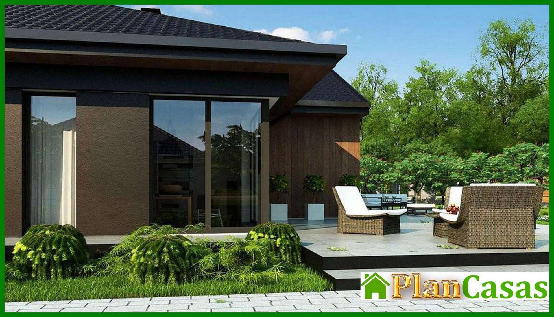 Visualization gallery - Project of an attractive cottage on 246 square meters. m with a spacious living room and stained-glass windows