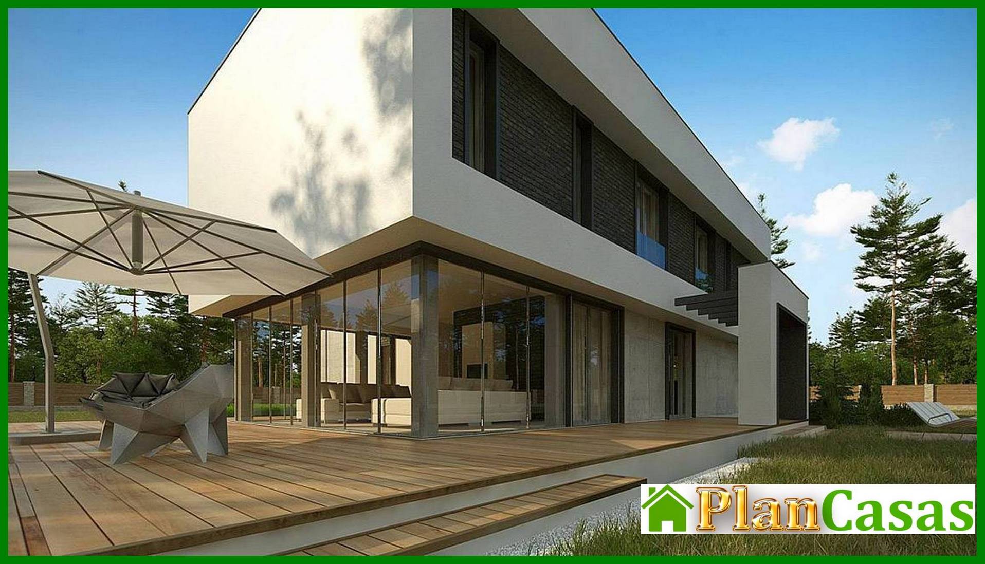Visualization gallery - Plan of a modern mansion with an area of ​​283 square meters. m with an attached garage for two cars