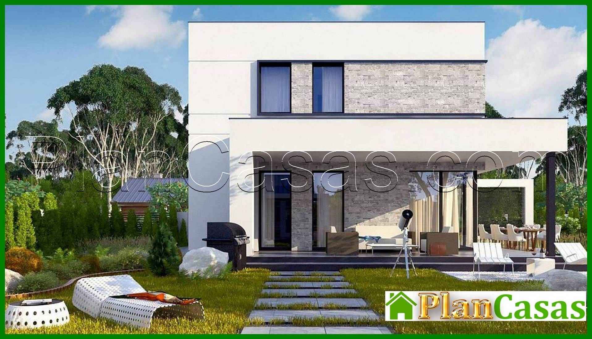 Proyecto de una cabaña de dos plantas de 133 m² con cuatro dormitorios y tres baños