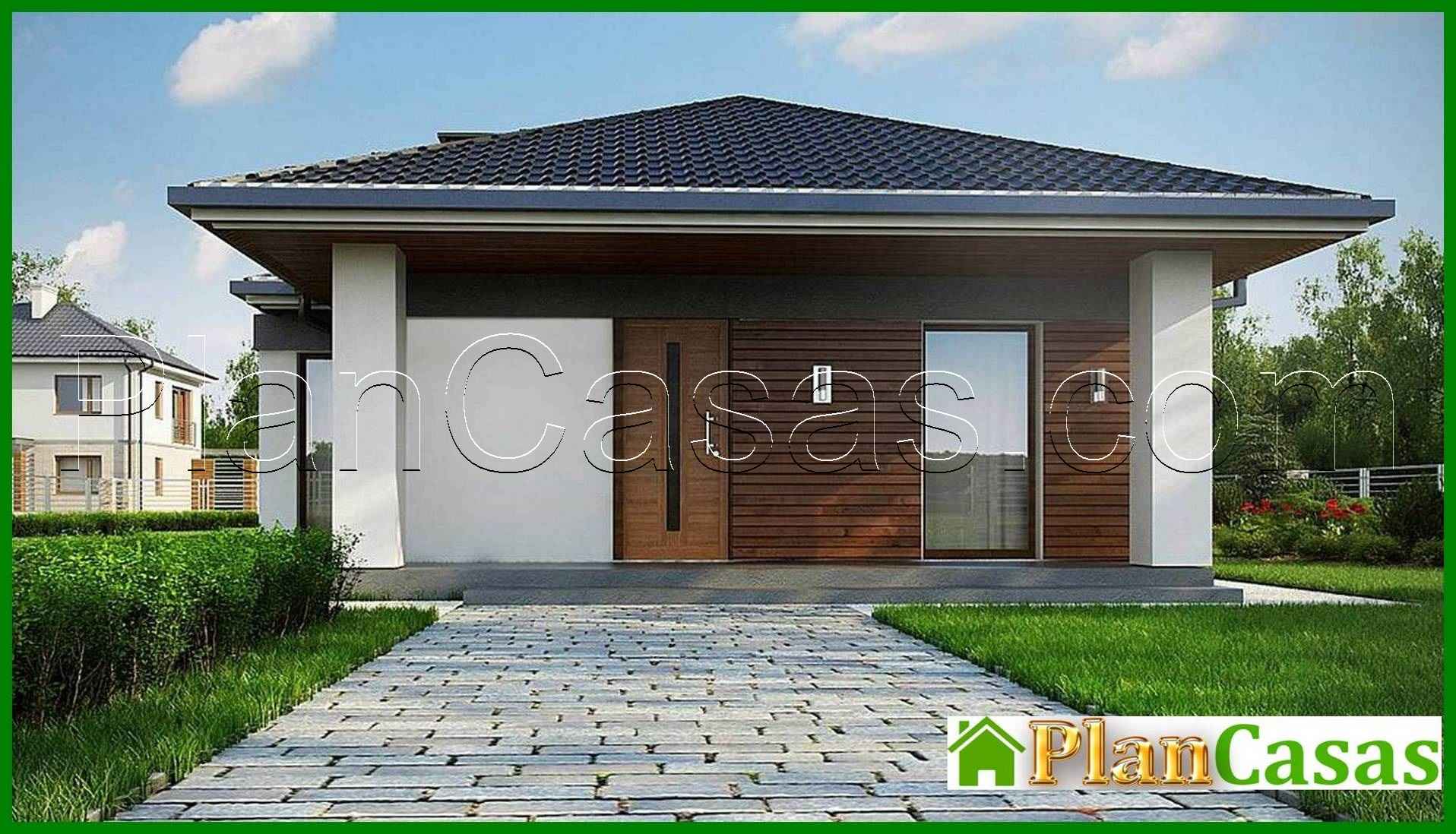 The project of a compact cottage on 116 square meters. m under a pitched roof made of metal