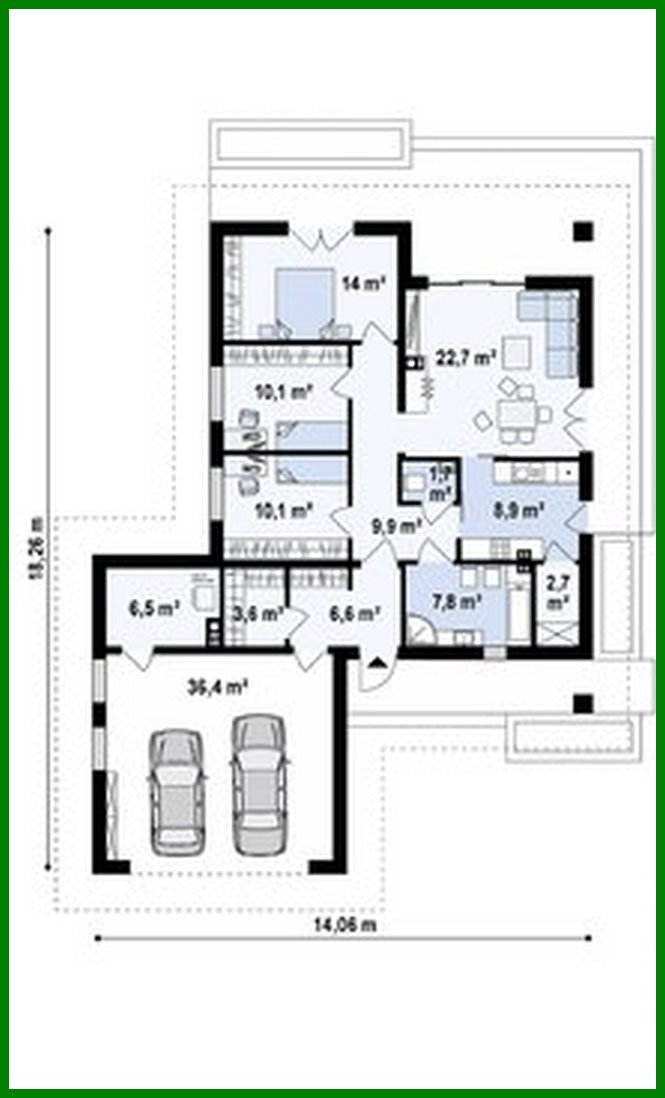 Galería de visualizaciones - Proyecto de una cabaña clásica de una planta con garaje para dos coches y hasta 150 m²