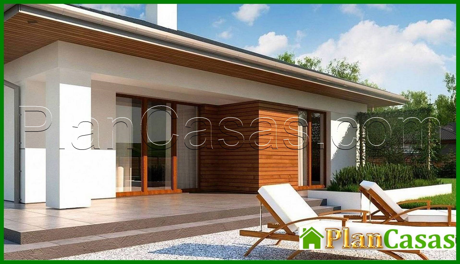 Galería de visualizaciones - Proyecto de una cabaña clásica de una planta con garaje para dos coches y hasta 150 m²