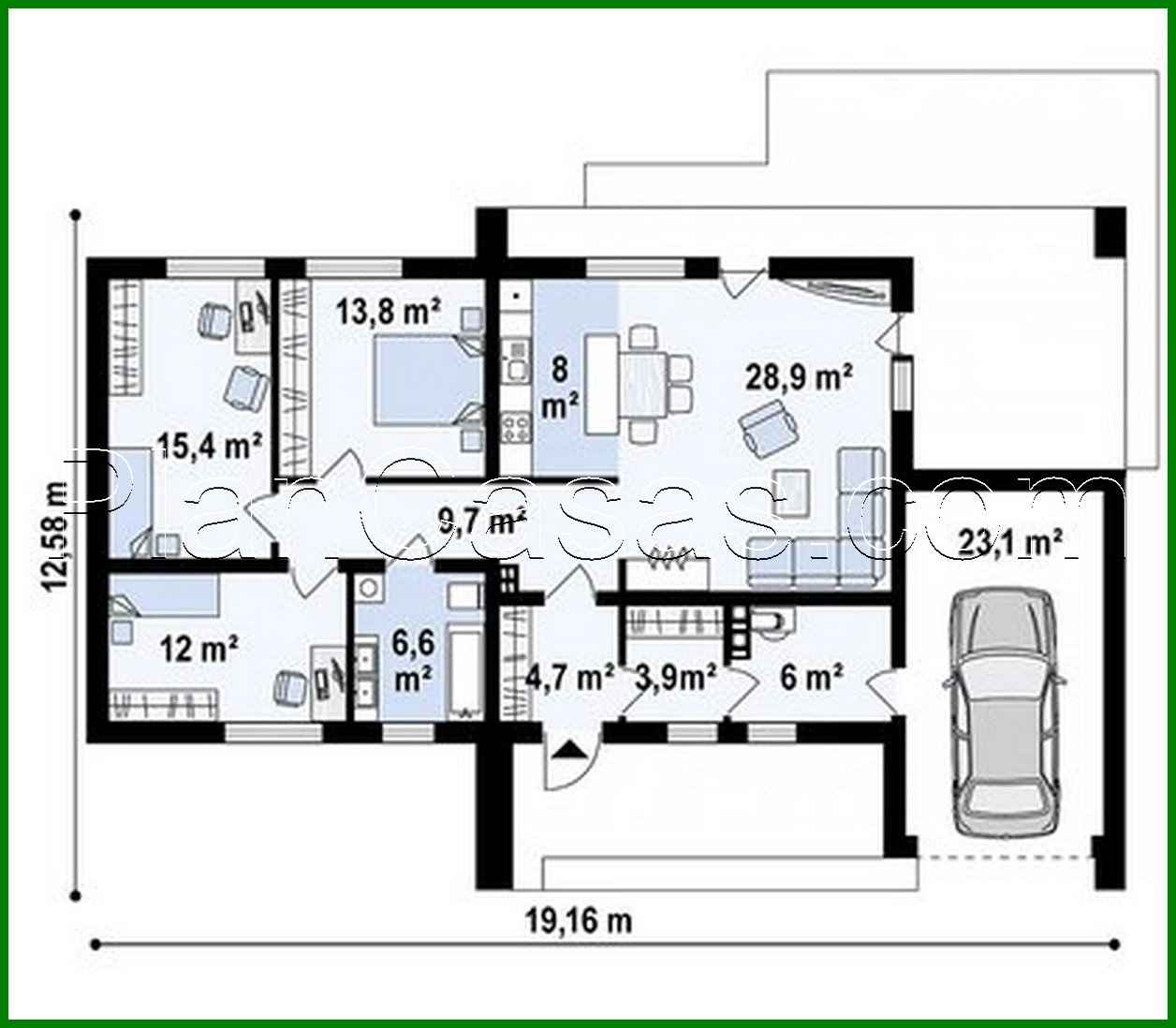 Visualization gallery - One-story classic house for a narrow plot