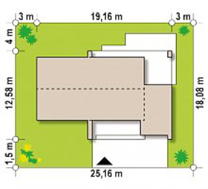 Visualization gallery - One-story classic house for a narrow plot