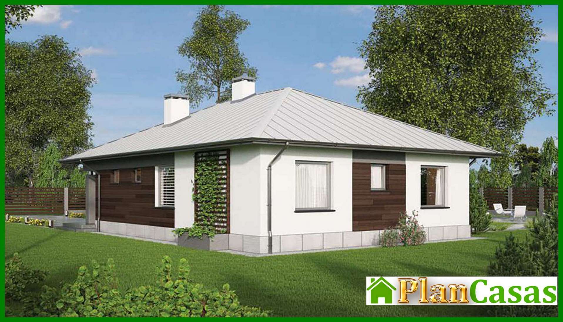 Galería de visualizaciones - Casa de una planta bajo un techo claro