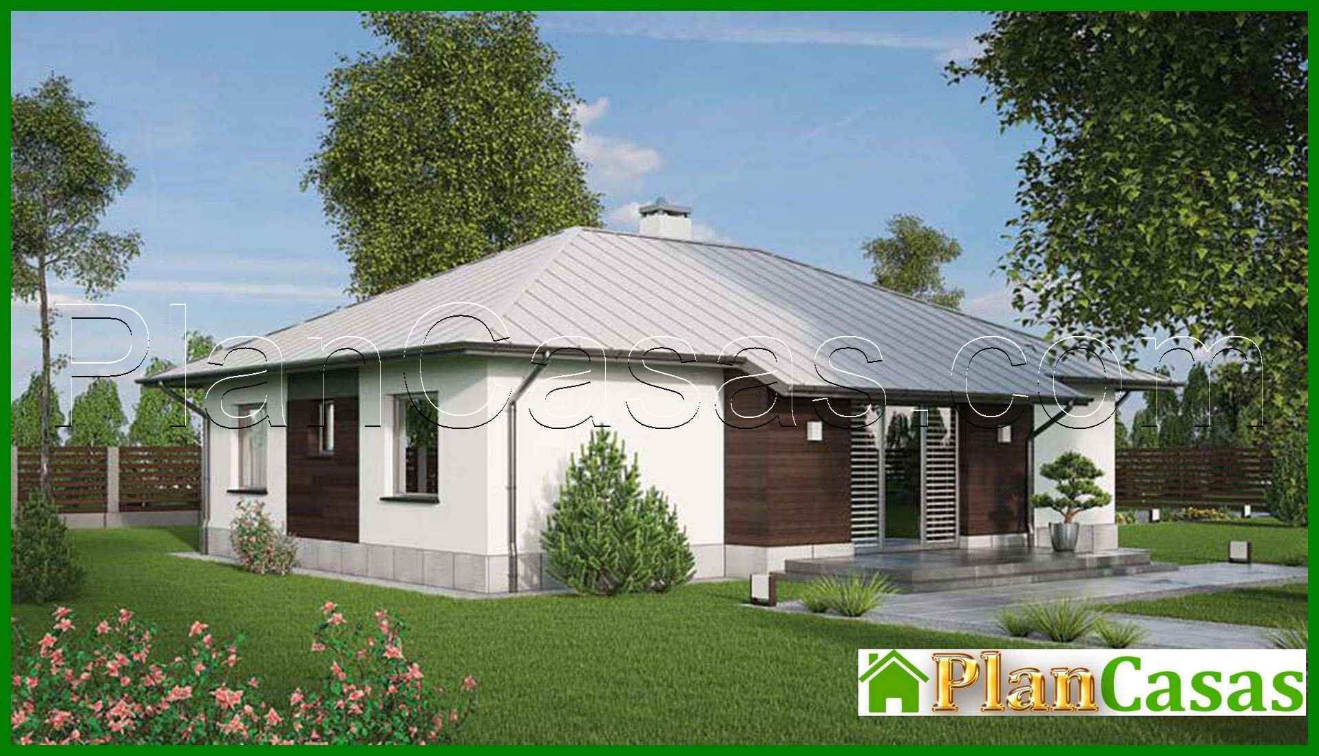 Galería de visualizaciones - Casa de una planta bajo un techo claro