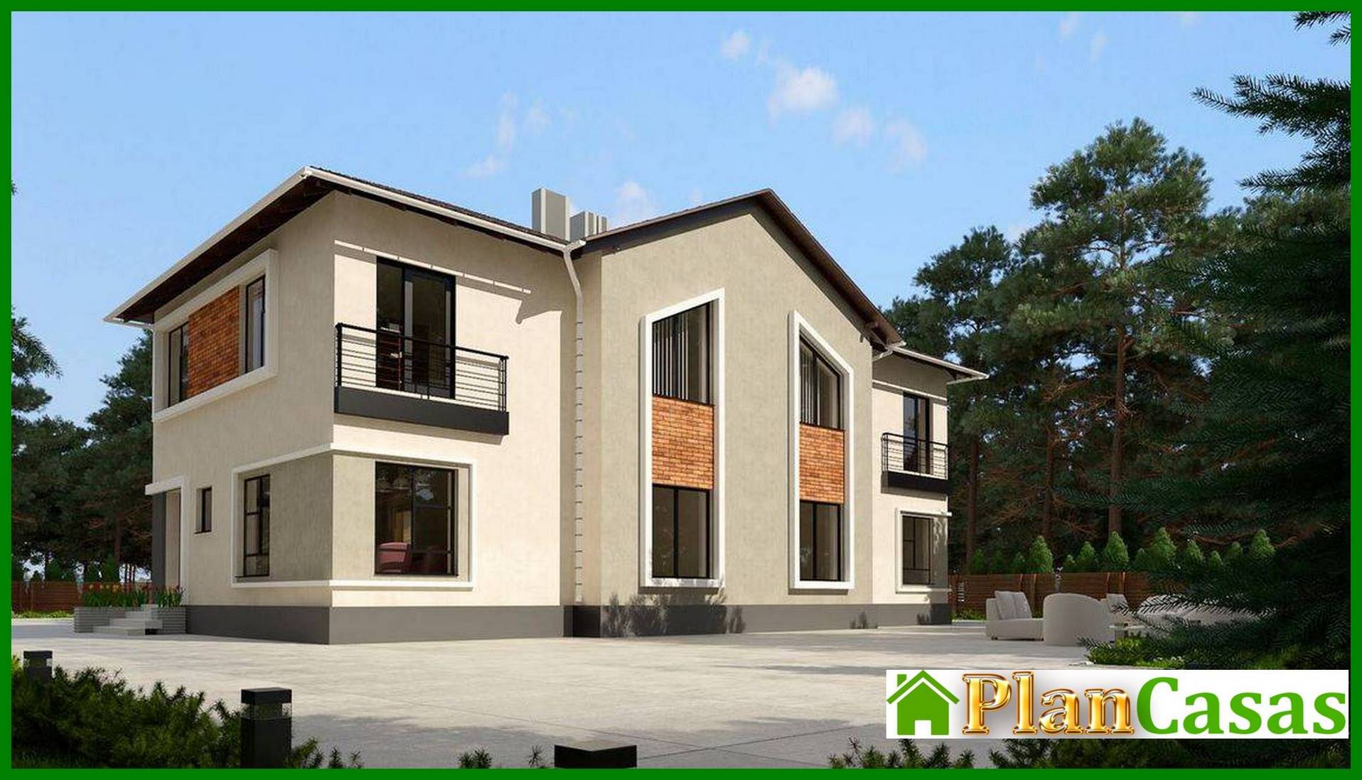 Plano de una mansión atractiva para tres familias