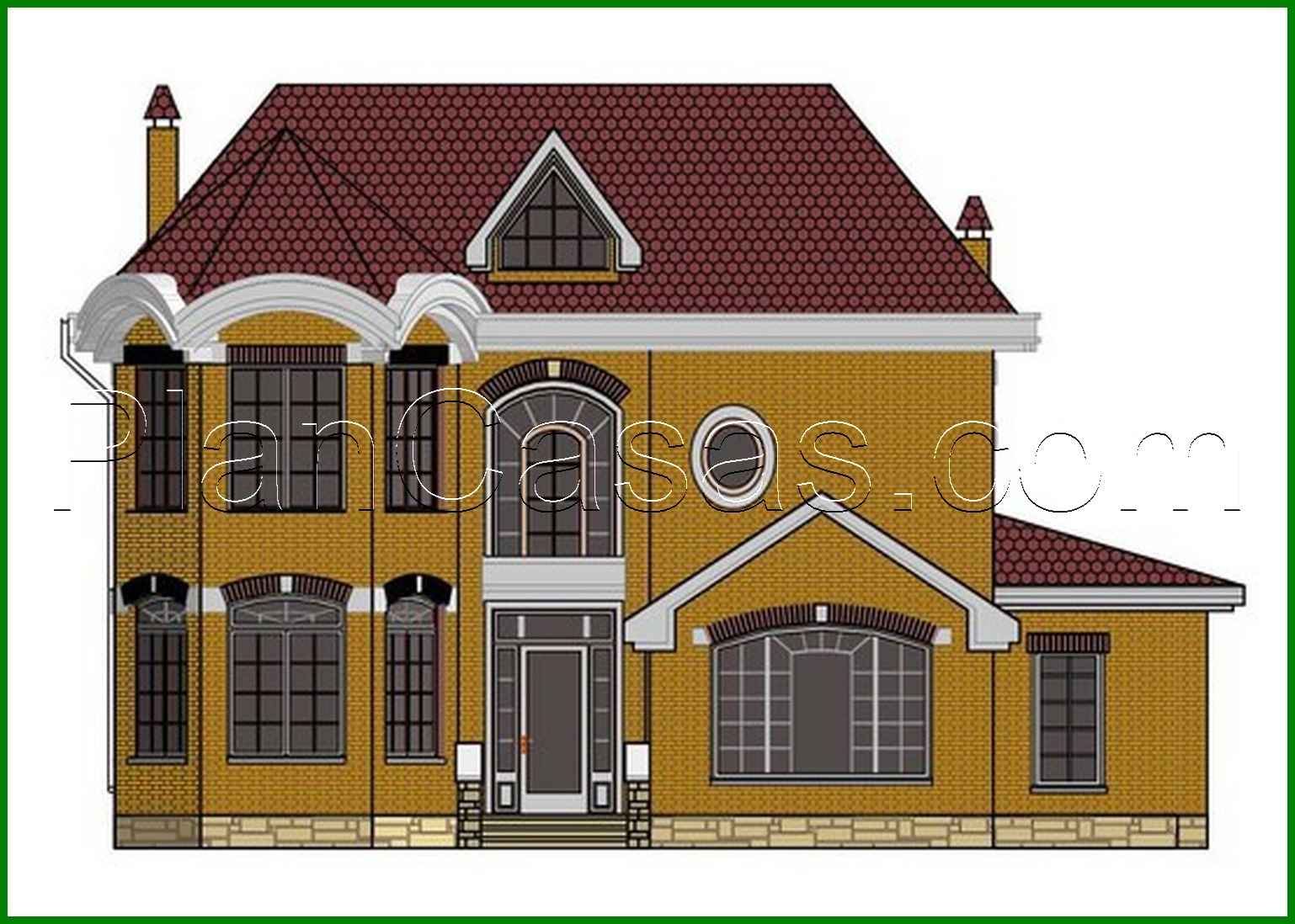 Galería de visualizaciones - Proyecto de una mansión clásica de dos plantas con fachada de ladrillo