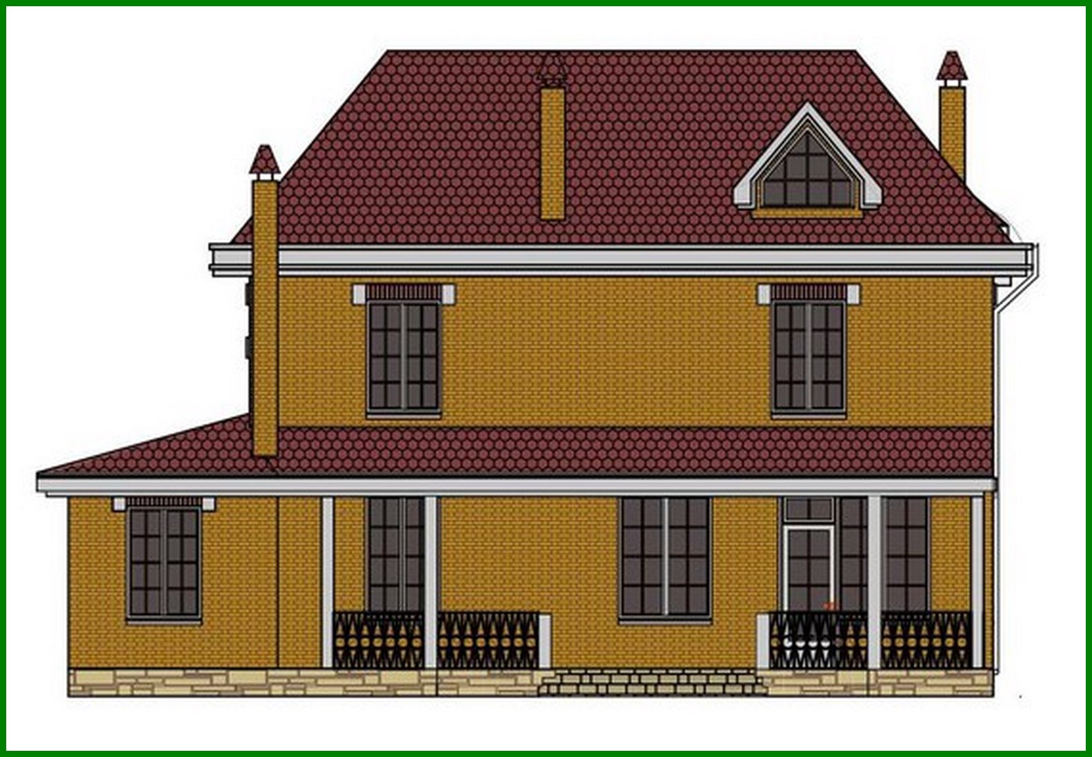 Galería de visualizaciones - Proyecto de una mansión clásica de dos plantas con fachada de ladrillo