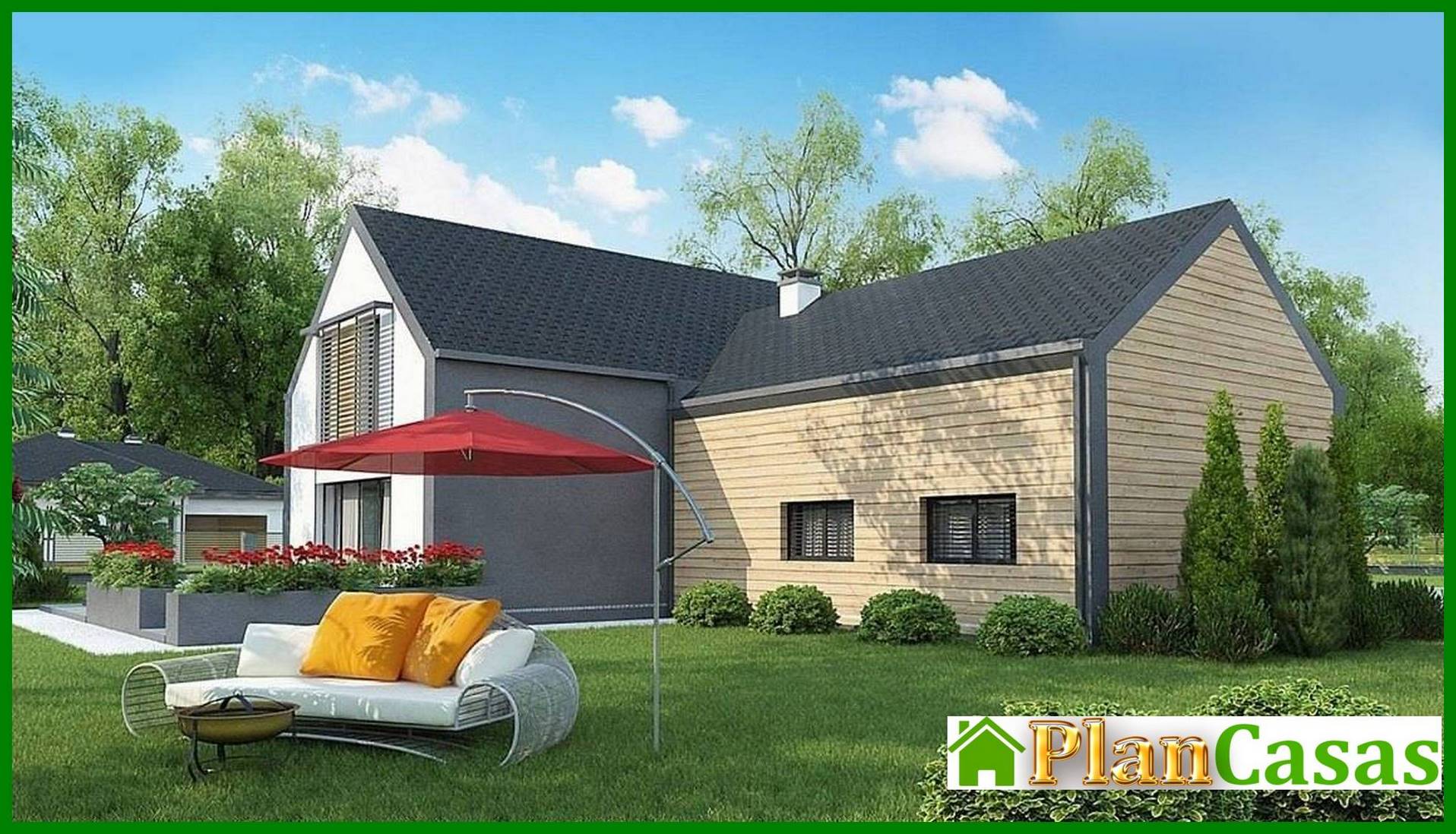 Galería de visualizaciones - Cabaña con ático y garaje para dos coches