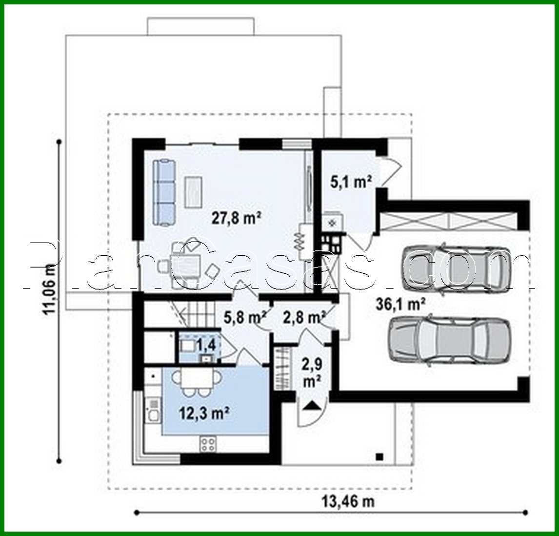 Galería de visualizaciones - Proyecto de una cabaña clásica de dos plantas con garaje para dos coches y más de 150 m²