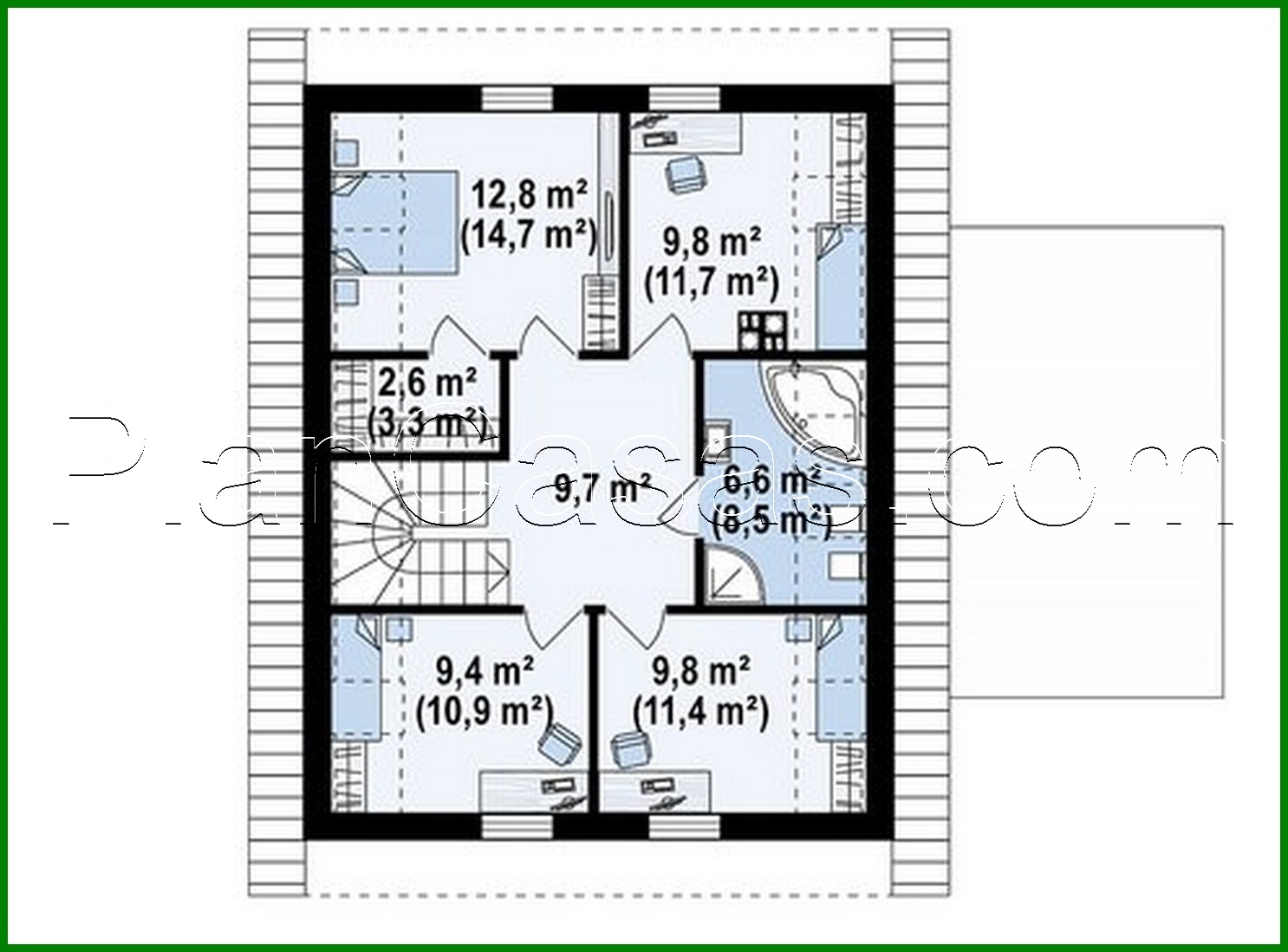 Galería de visualizaciones - Proyecto de una cabaña clásica de dos plantas con garaje para dos coches y más de 150 m²