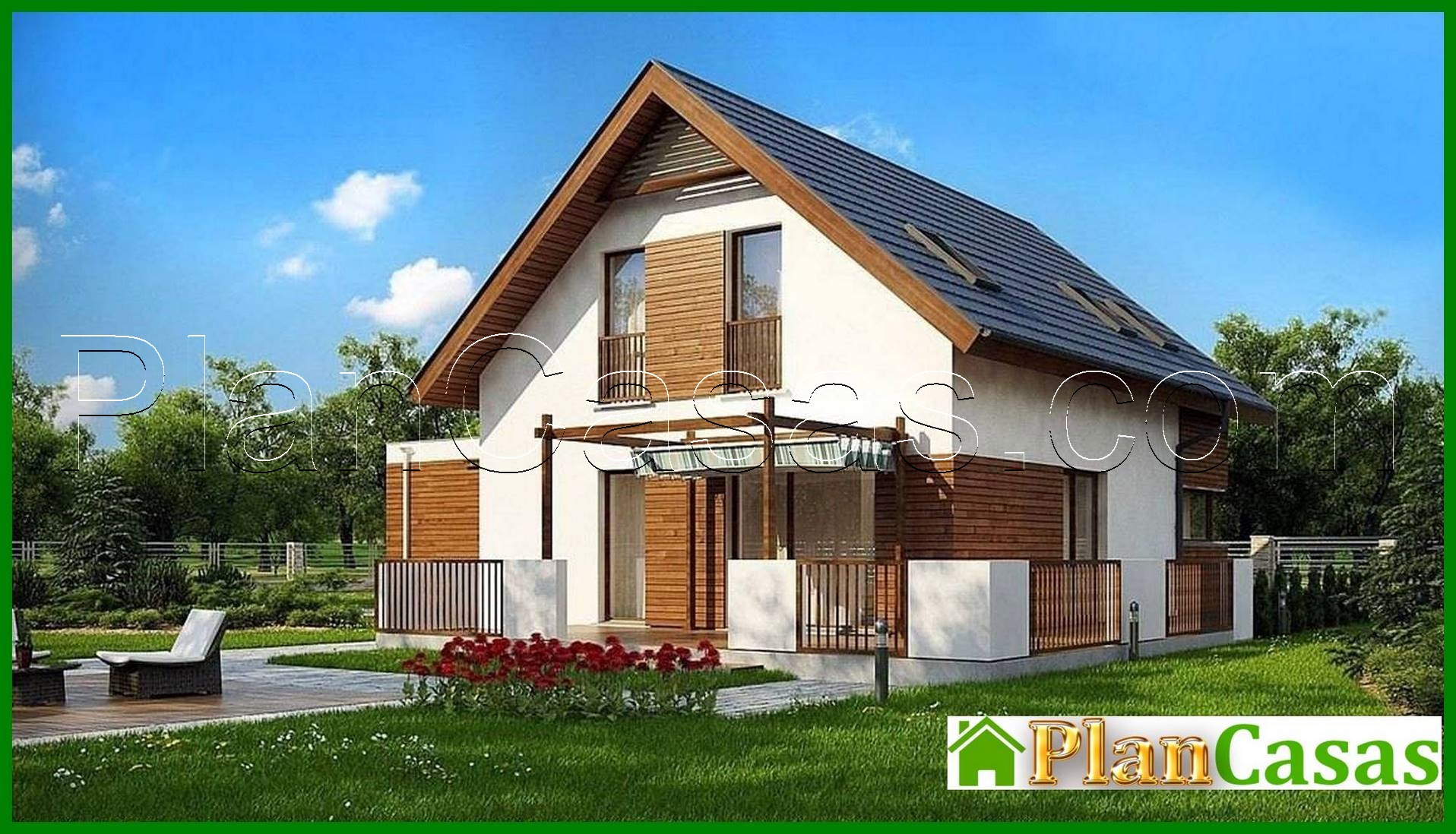 Galería de visualizaciones - Proyecto de una cabaña clásica de dos plantas con garaje para dos coches y más de 150 m²