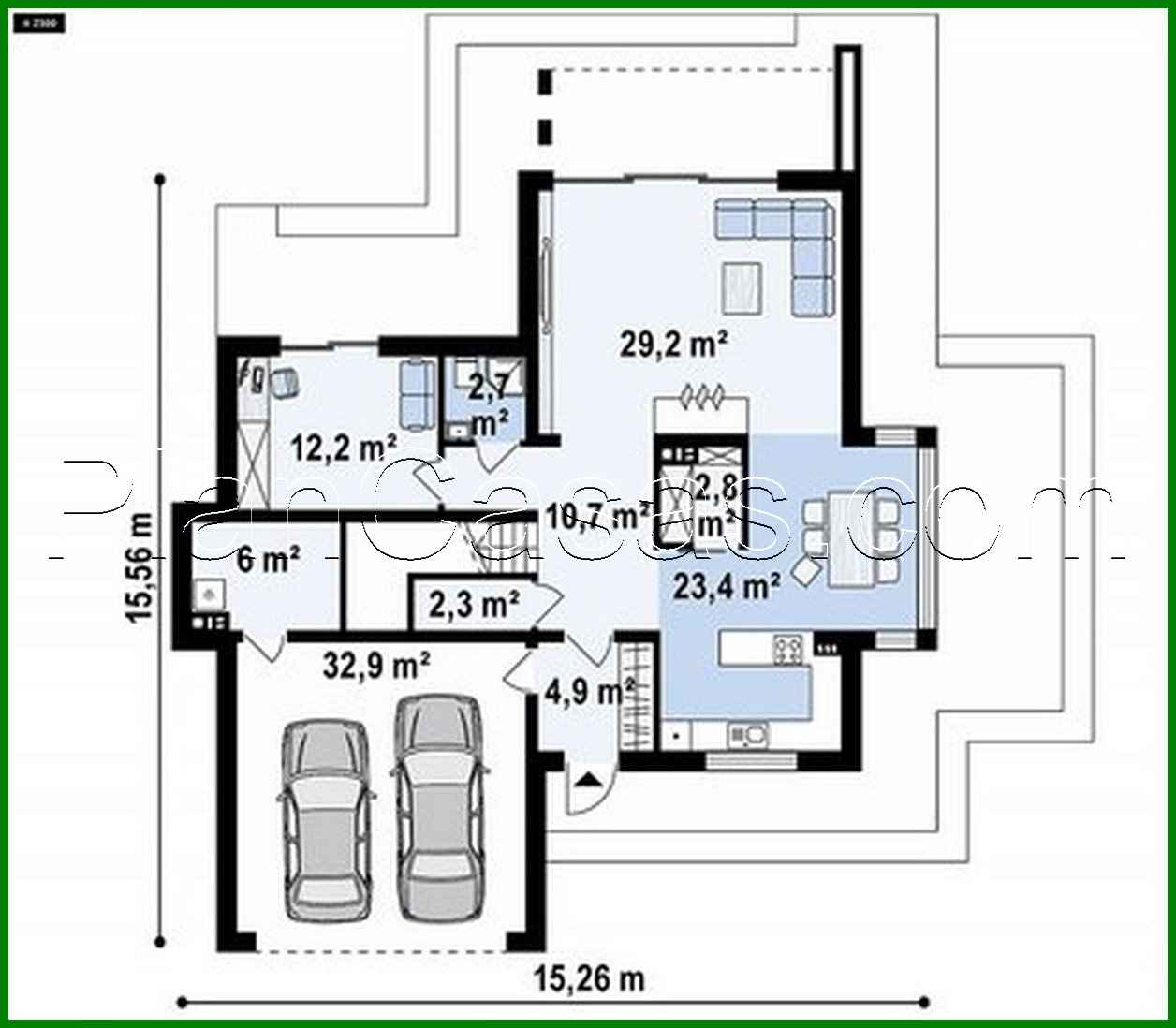 Visualization gallery - Modern two-story cottage with a terrace on the second floor