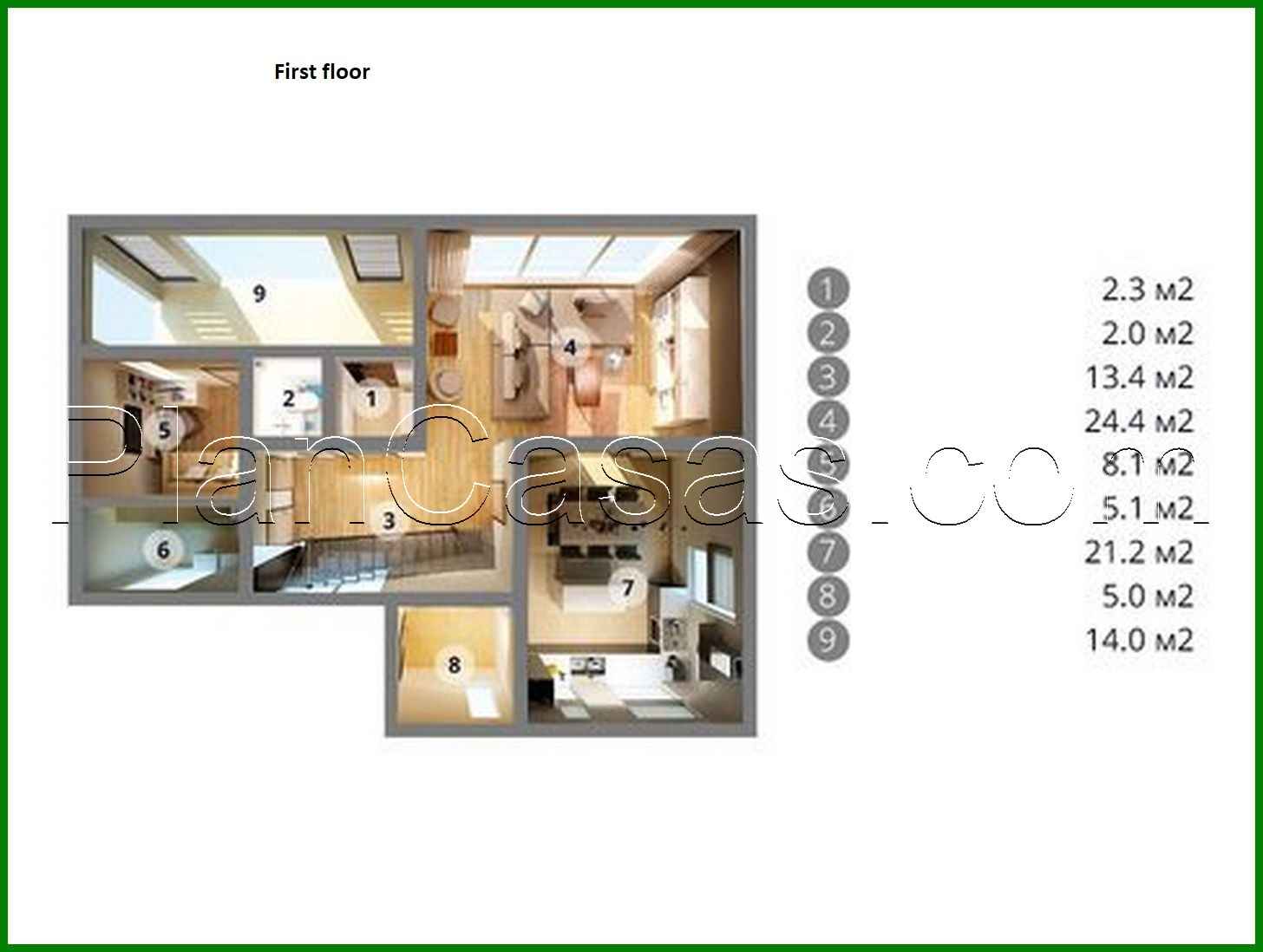 Galería de visualizaciones - Plano de un edificio residencial moderno lleno de luz