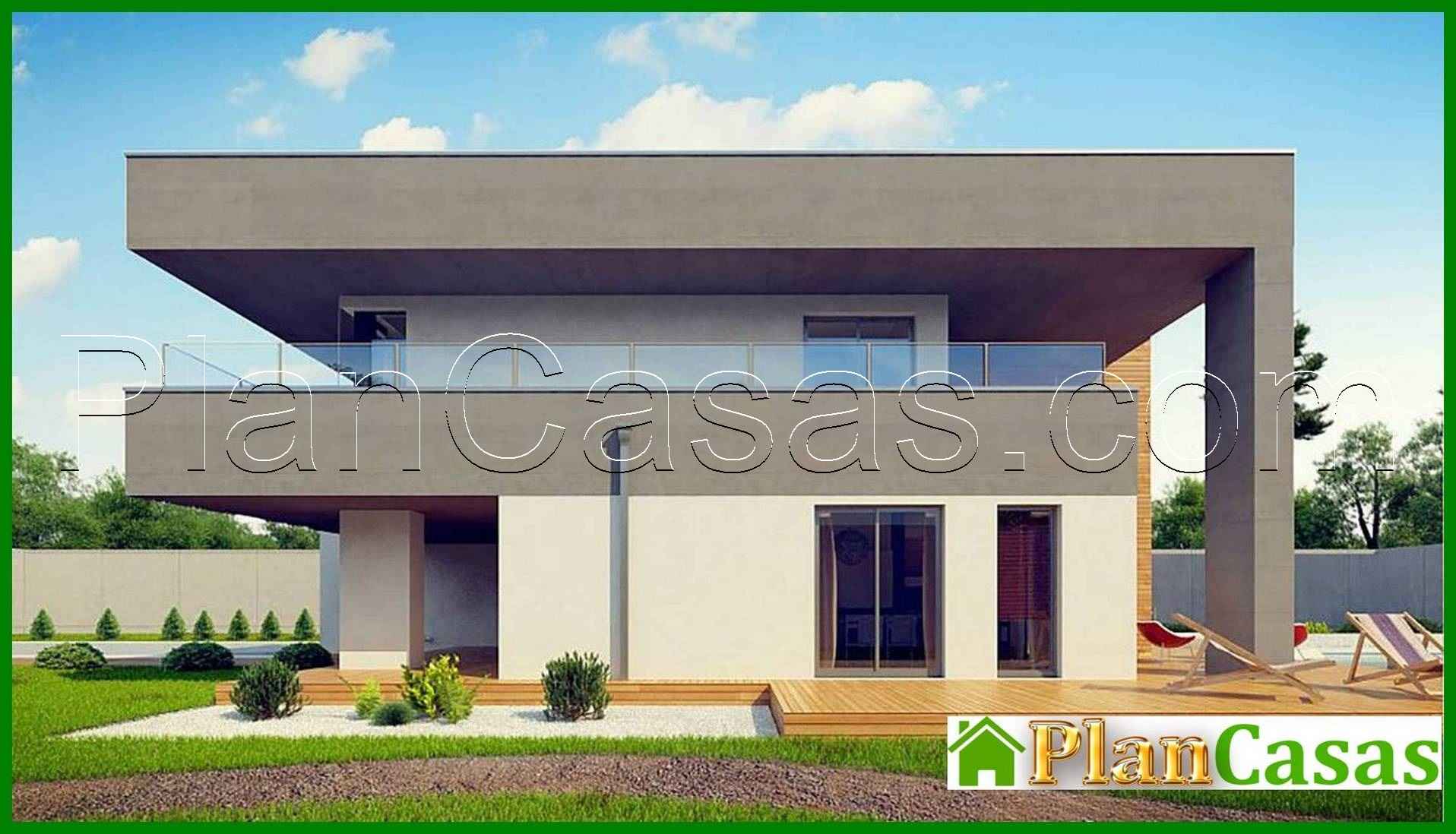 Galería de visualizaciones - Cabaña moderna de dos plantas con techo plano y garaje para dos coches