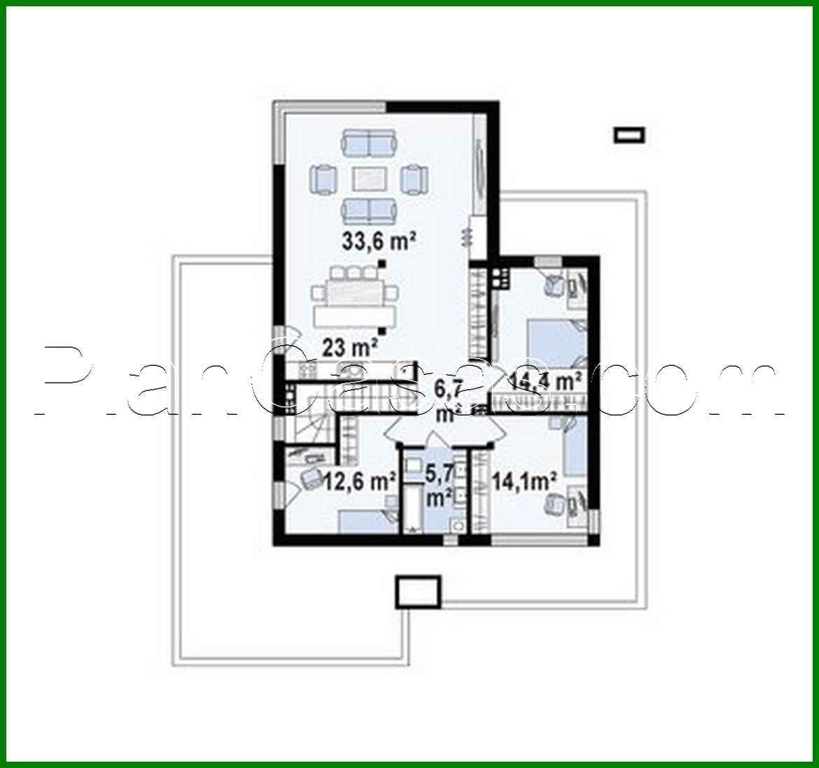 Galería de visualizaciones - Cabaña moderna de dos plantas con techo plano y garaje para dos coches