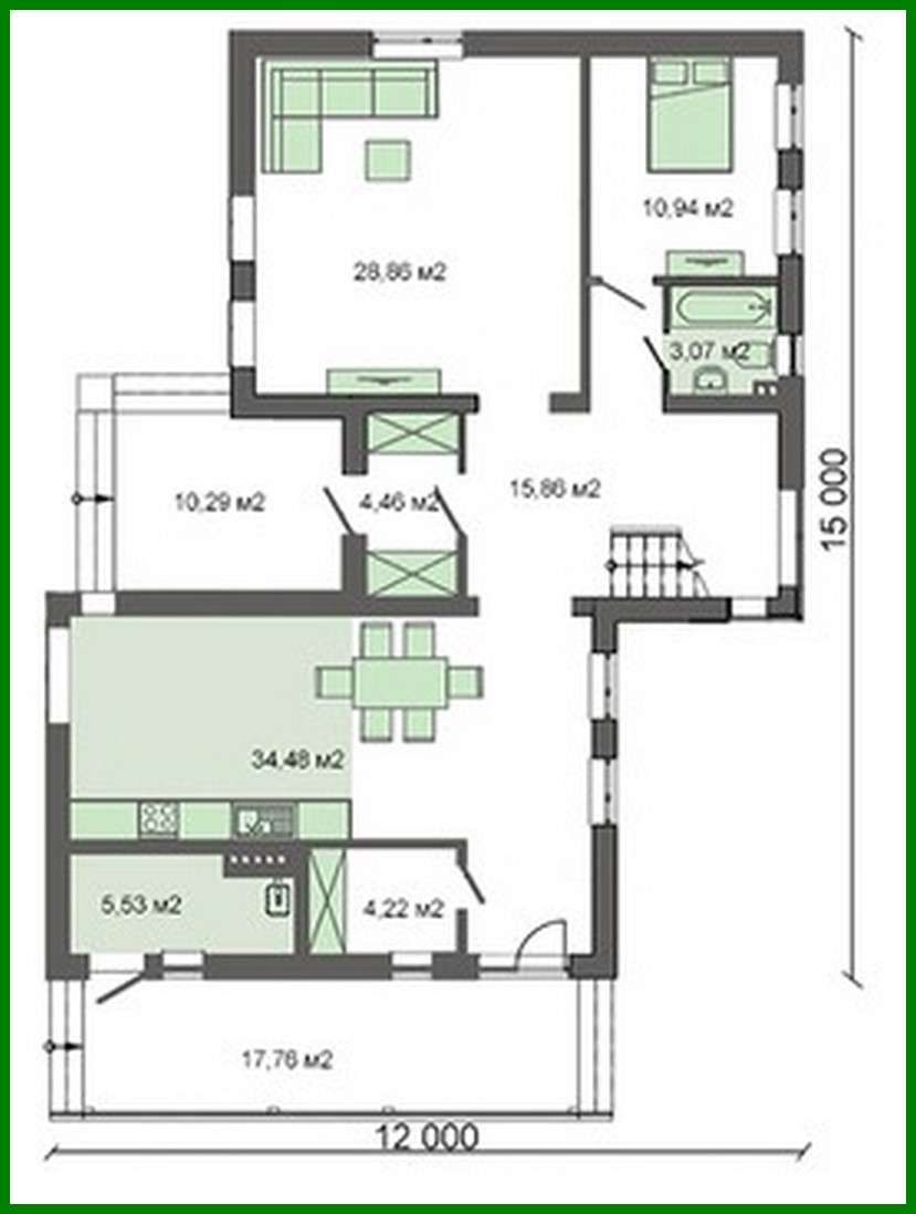 Galería de visualizaciones - Proyecto de una cabaña moderna con salón independiente y cocina-comedor