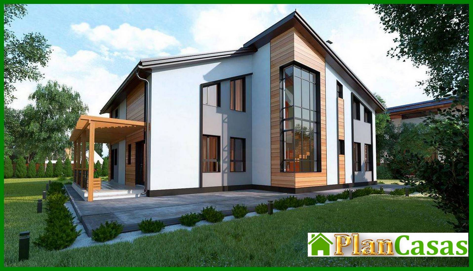 Proyecto de una cabaña moderna con salón independiente y cocina-comedor