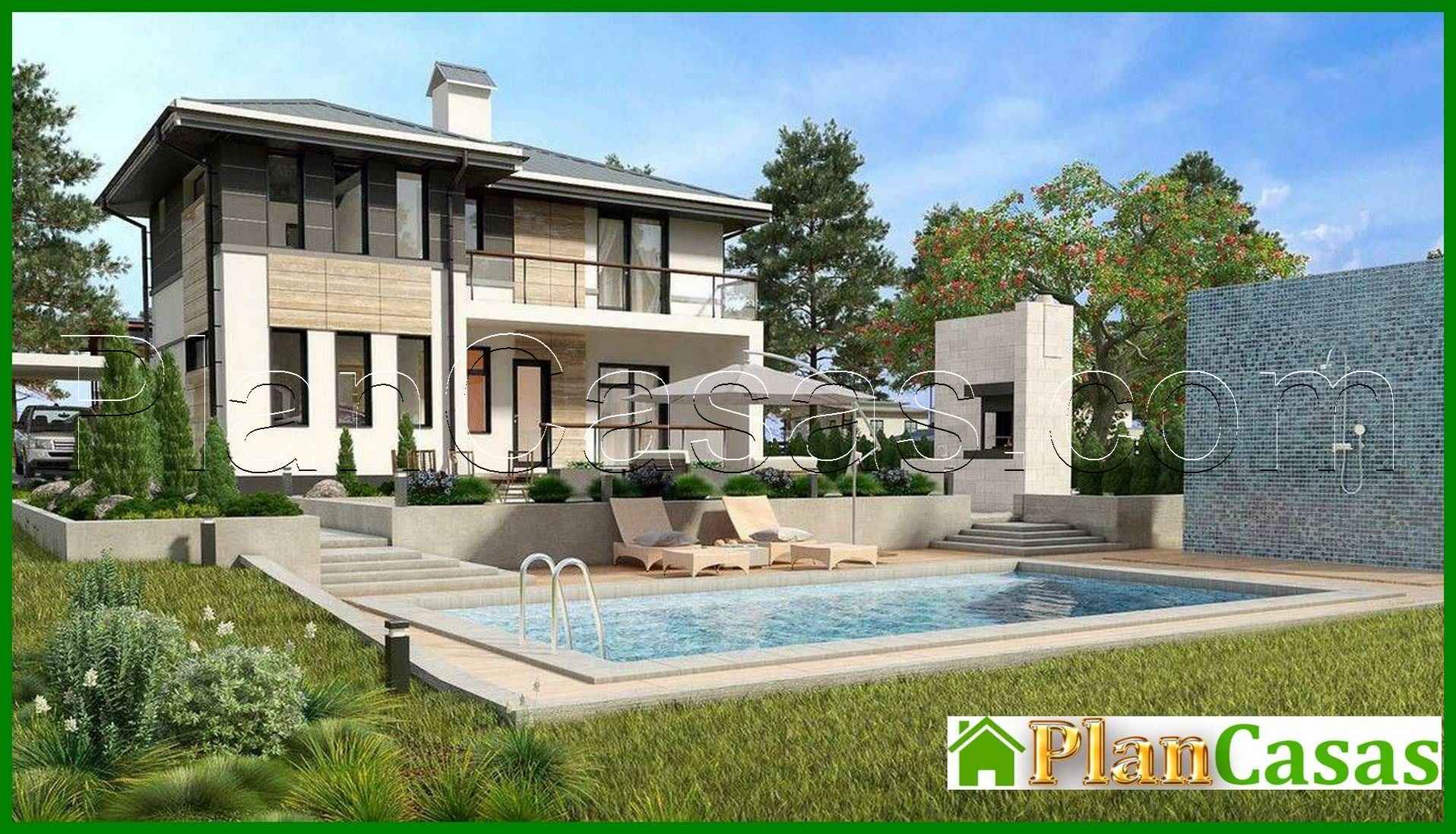 Plan of a chic modern four-bedroom mansion