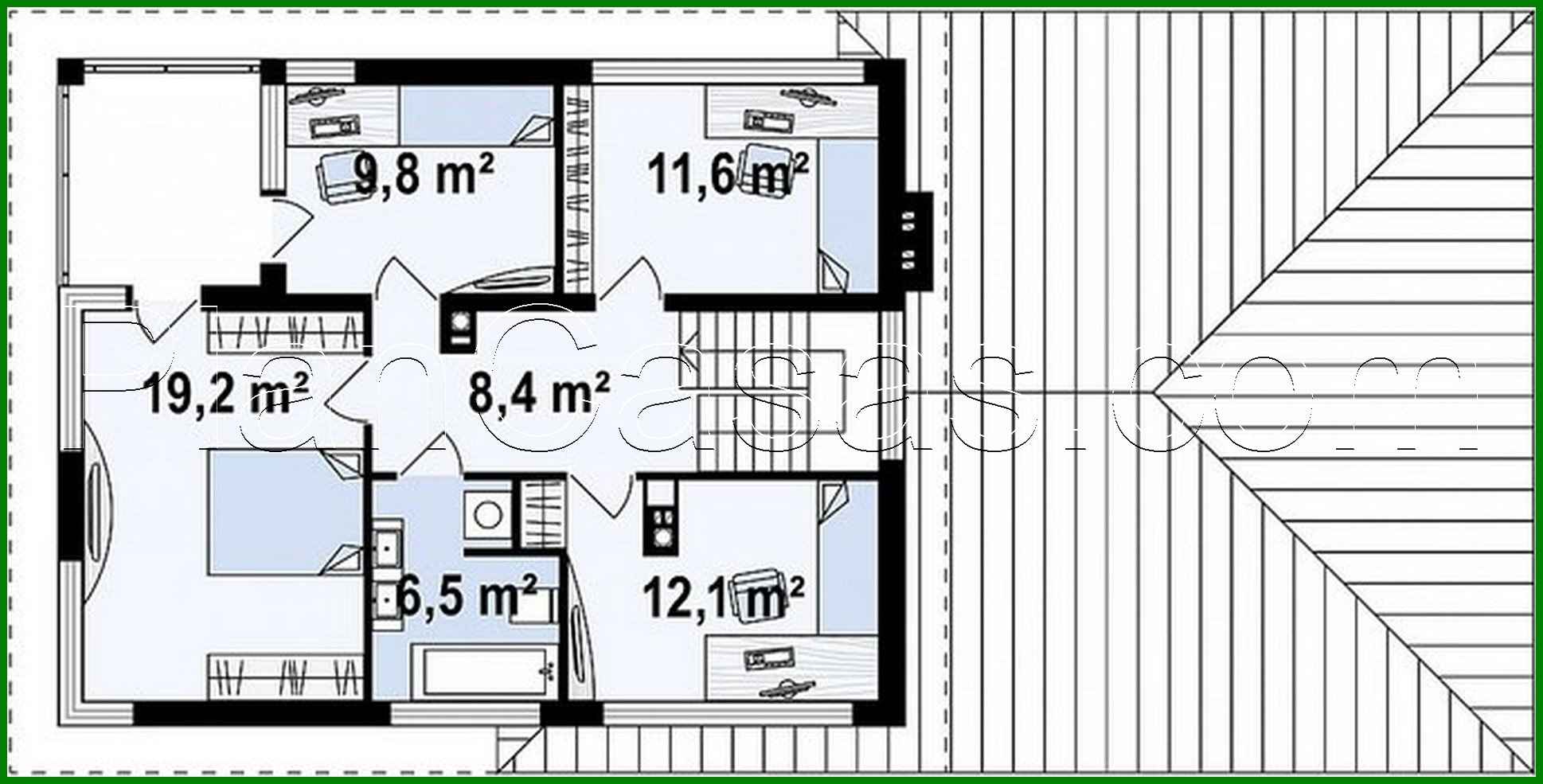 Galería de visualizaciones - Cabaña moderna de dos plantas con garaje en el anexo