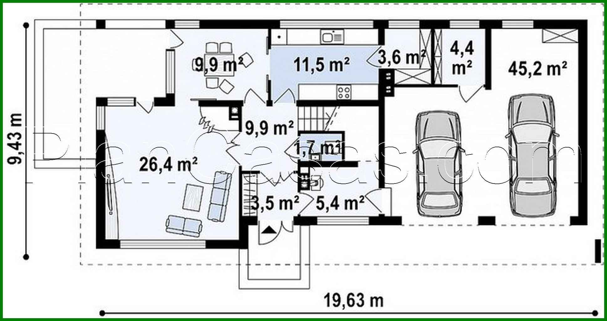 Galería de visualizaciones - Cabaña moderna de dos plantas con garaje en el anexo