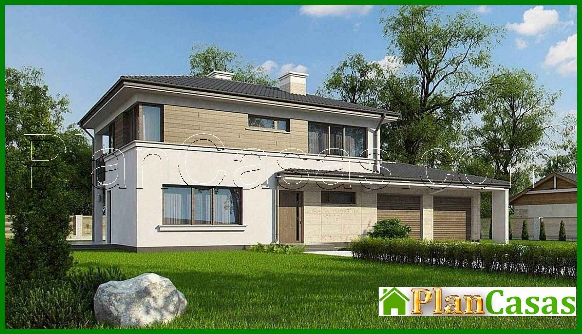 Cabaña moderna de dos plantas con garaje en el anexo