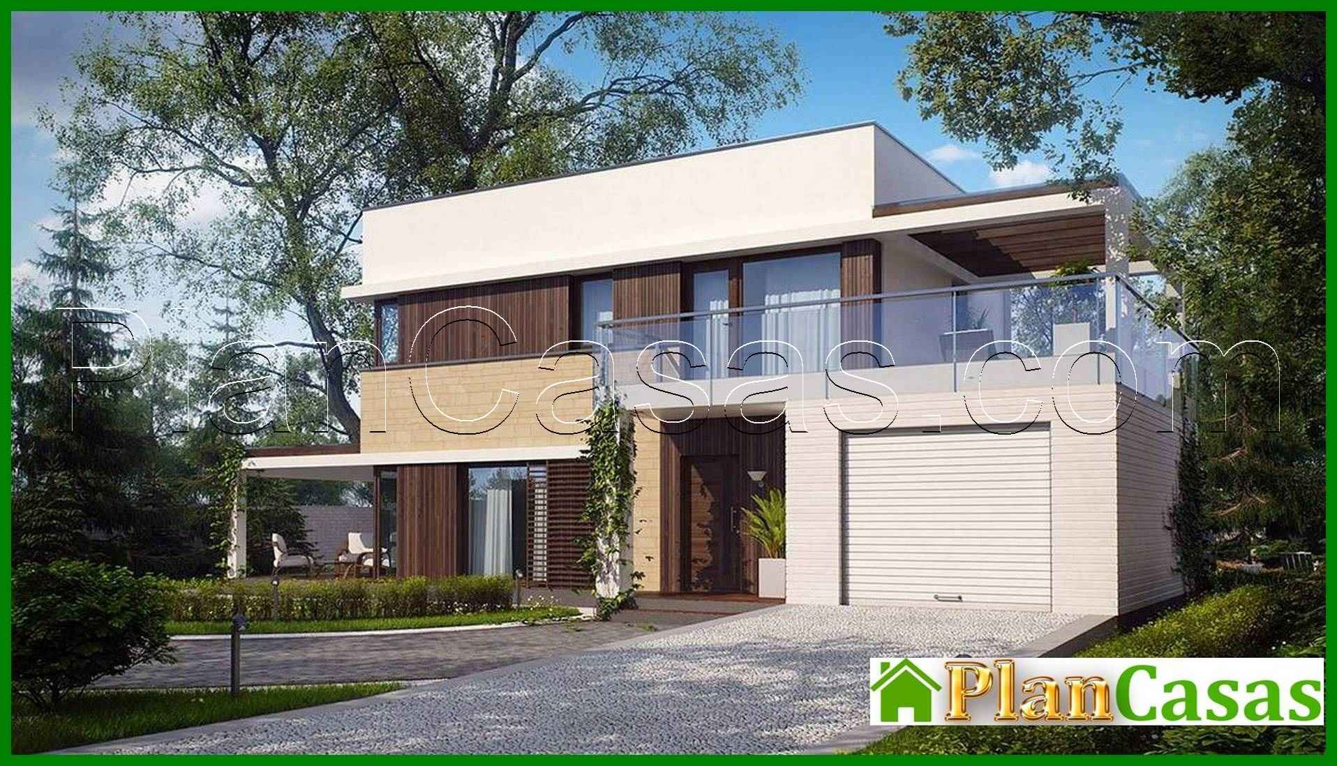 Two-story cottage with a flat roof