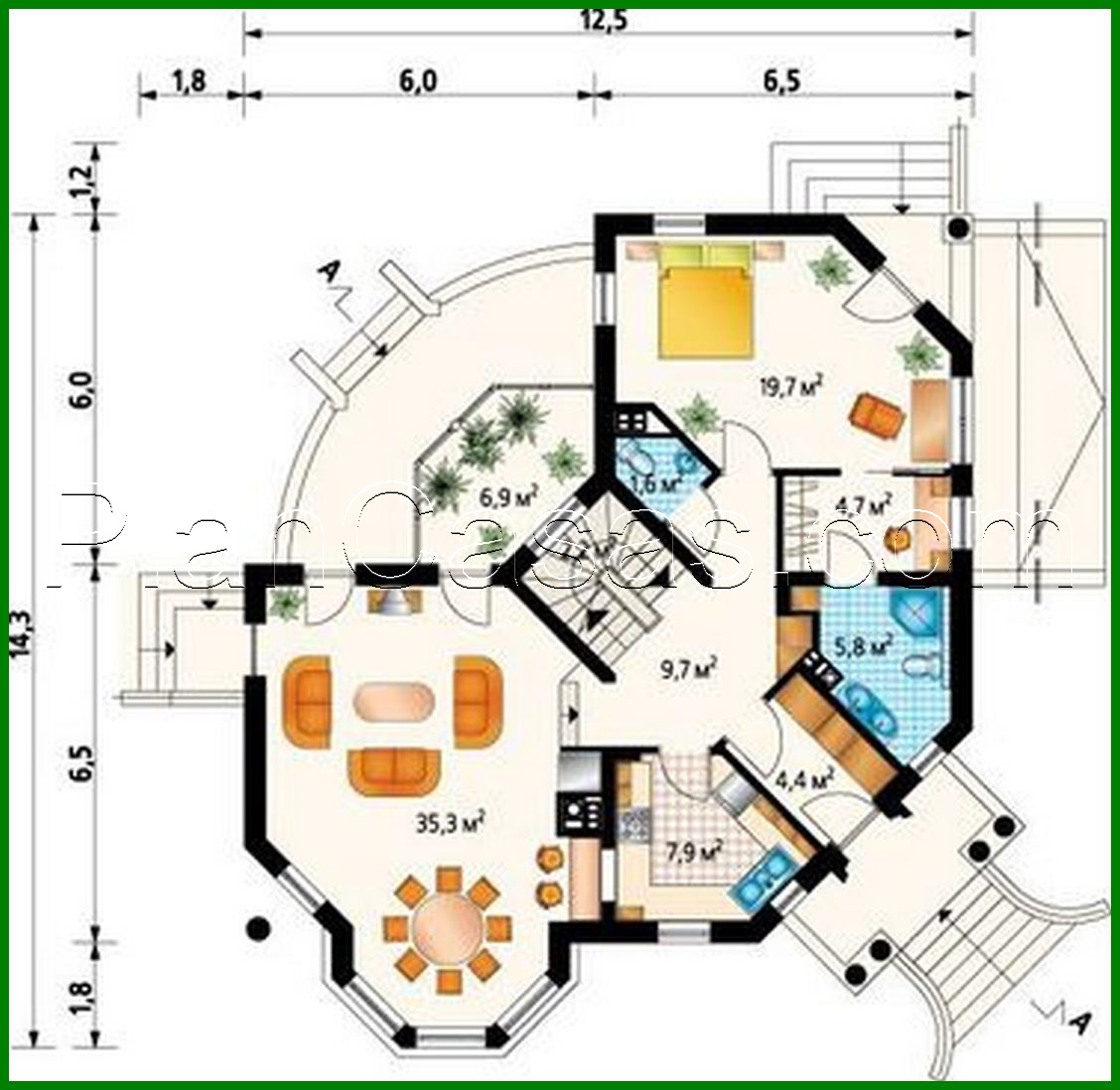 Visualization gallery - Plan of the mansion with an area of ​​231 square meters. m in a modern European style