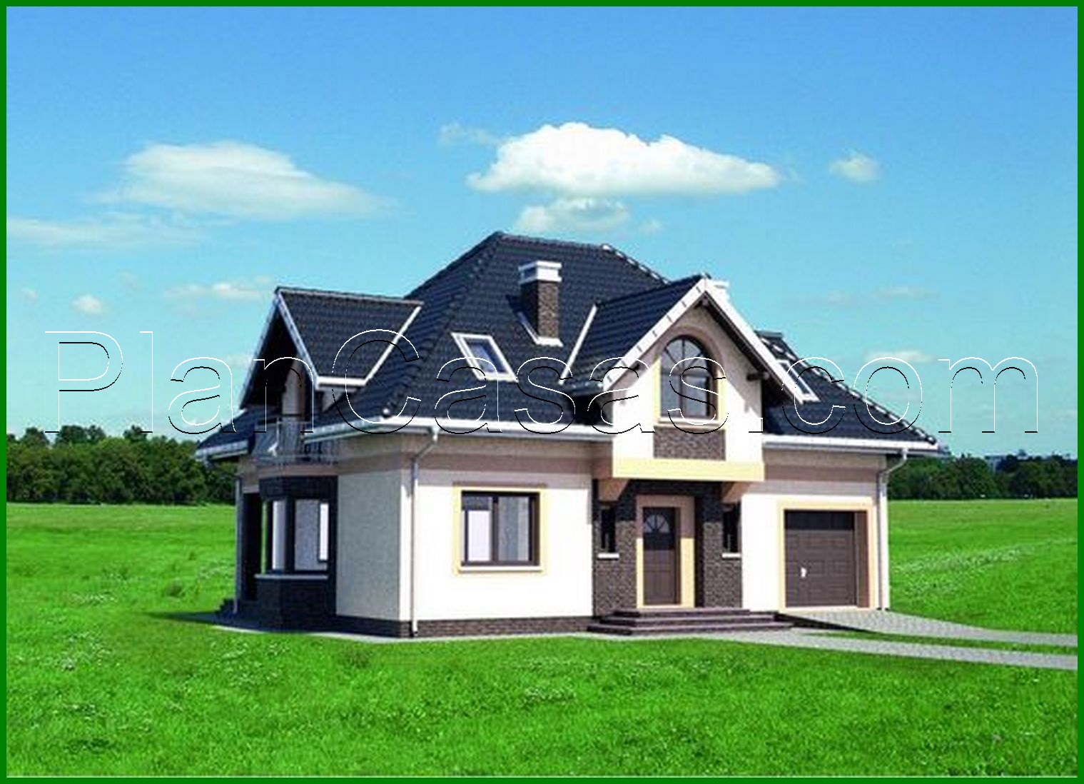 Galería de visualizaciones - Proyecto de una elegante casa de campo con un area de 190 m2