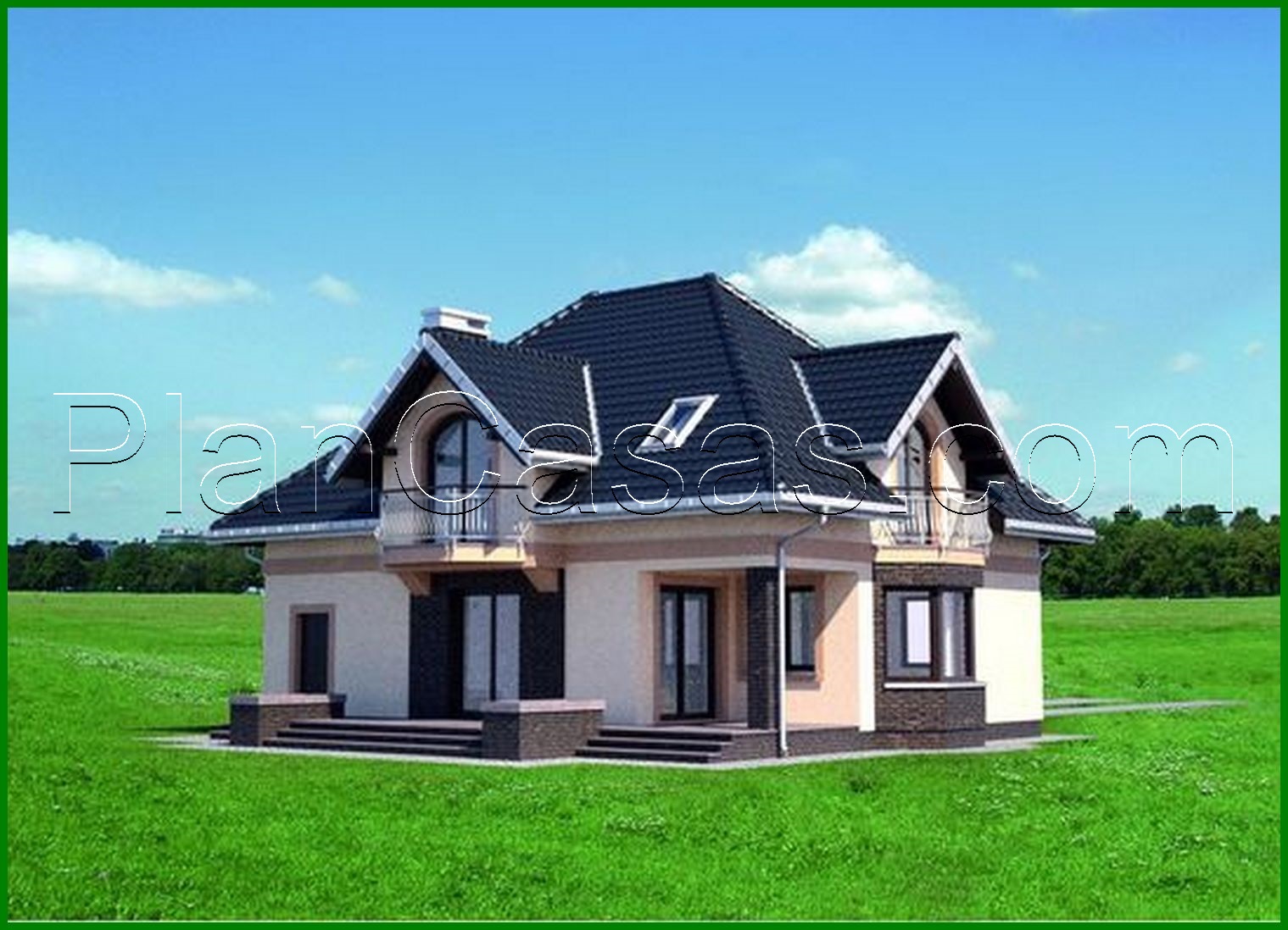 Galería de visualizaciones - Proyecto de una elegante casa de campo con un area de 190 m2