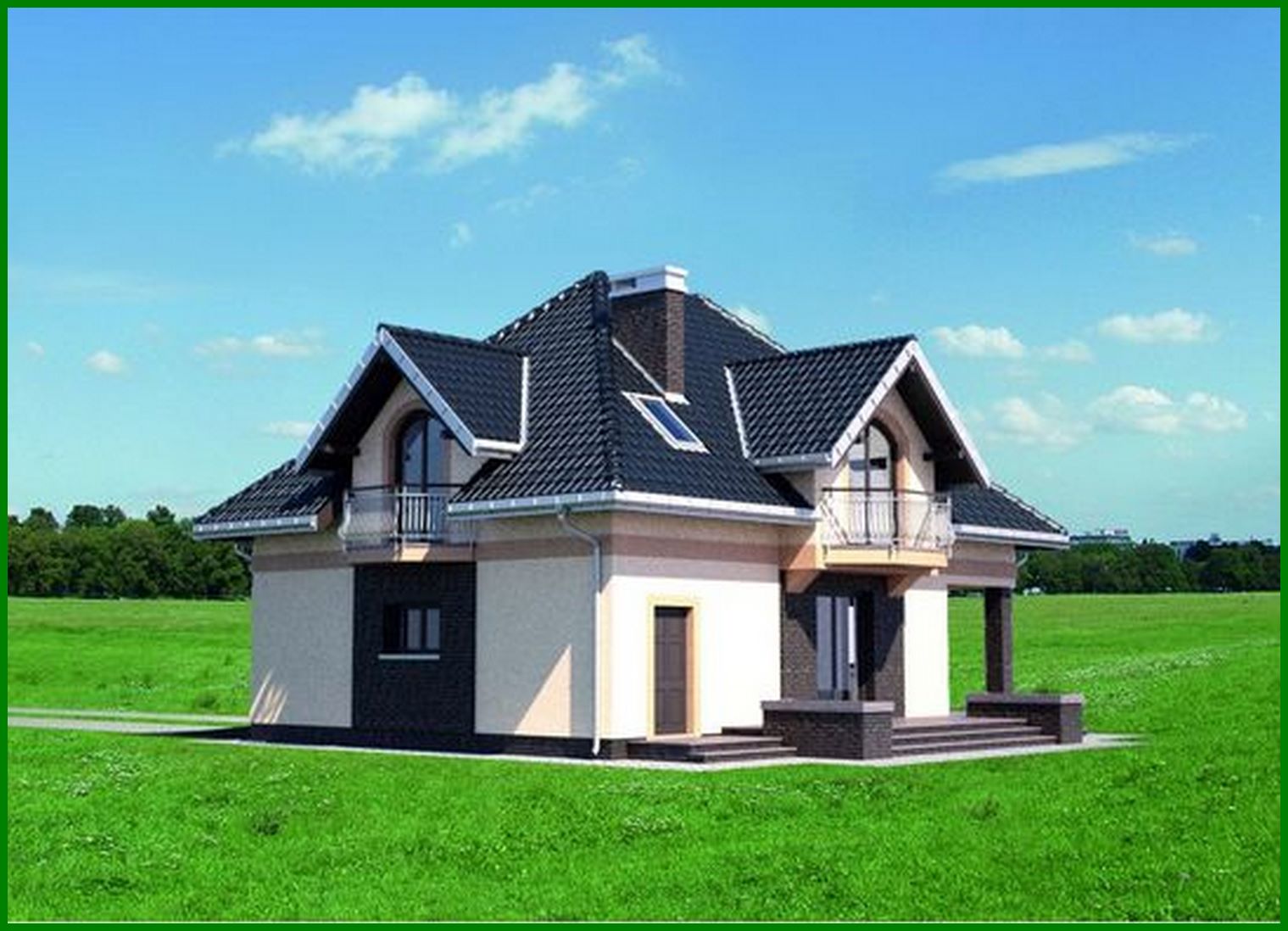 Galería de visualizaciones - Proyecto de una elegante casa de campo con un area de 190 m2