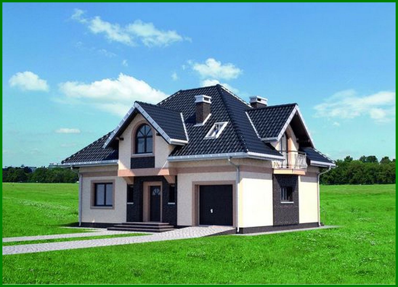 Galería de visualizaciones - Proyecto de una elegante casa de campo con un area de 190 m2