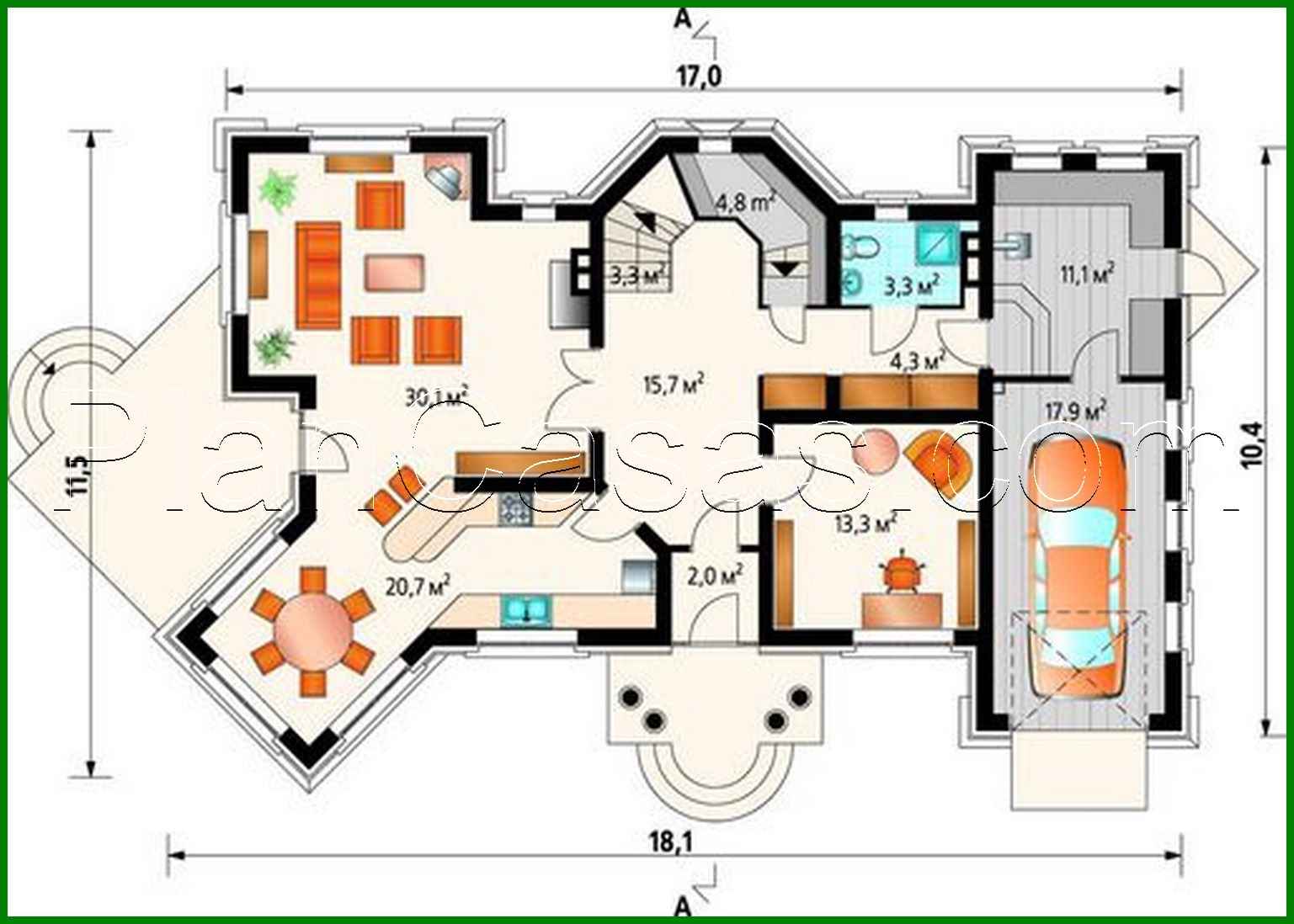 Galería de visualizaciones - Casa bonita e inusual con una amplia zona de invitados