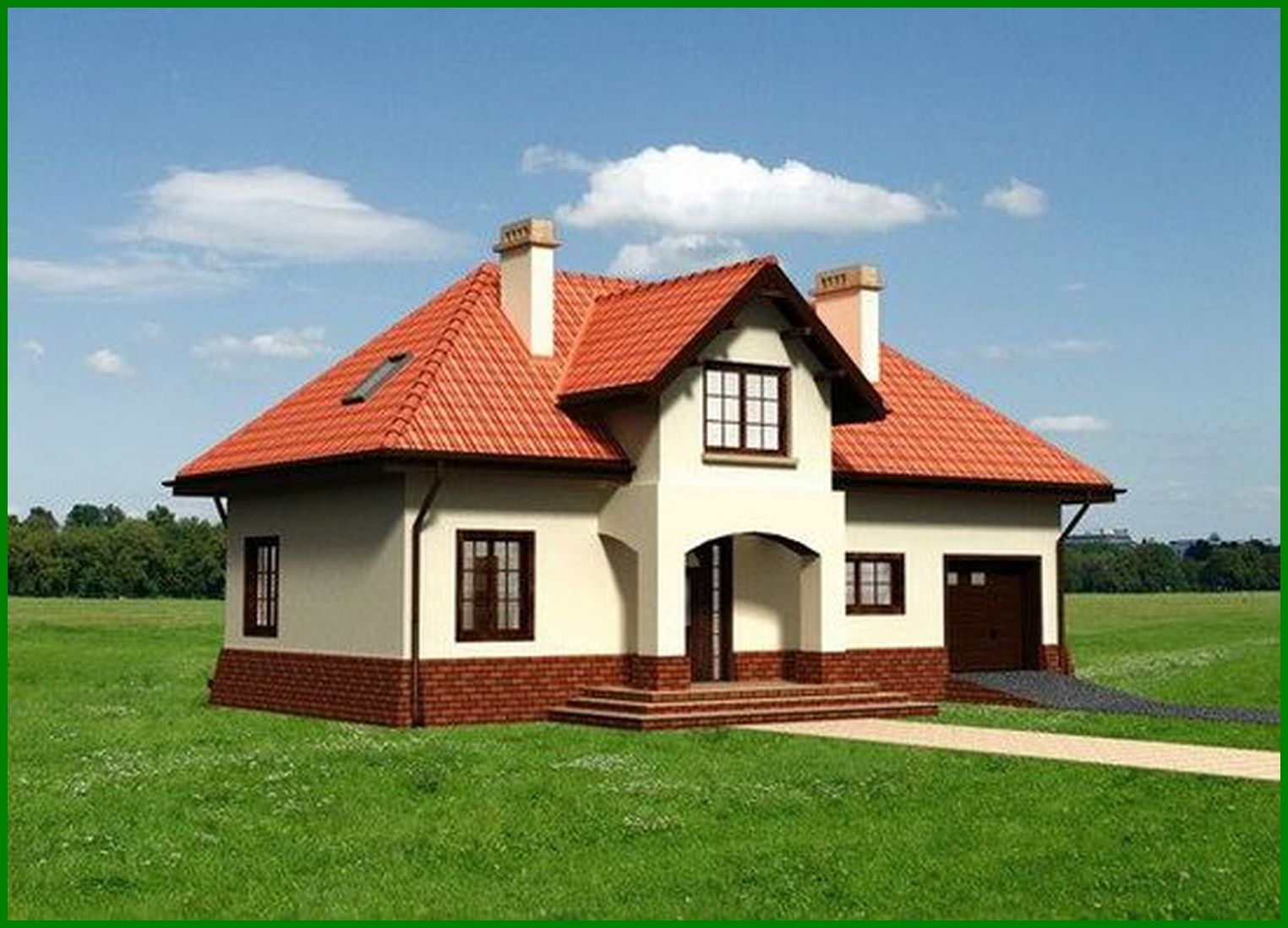 Visualization gallery - Attractive cottage project with an attic and a garage for 1 car