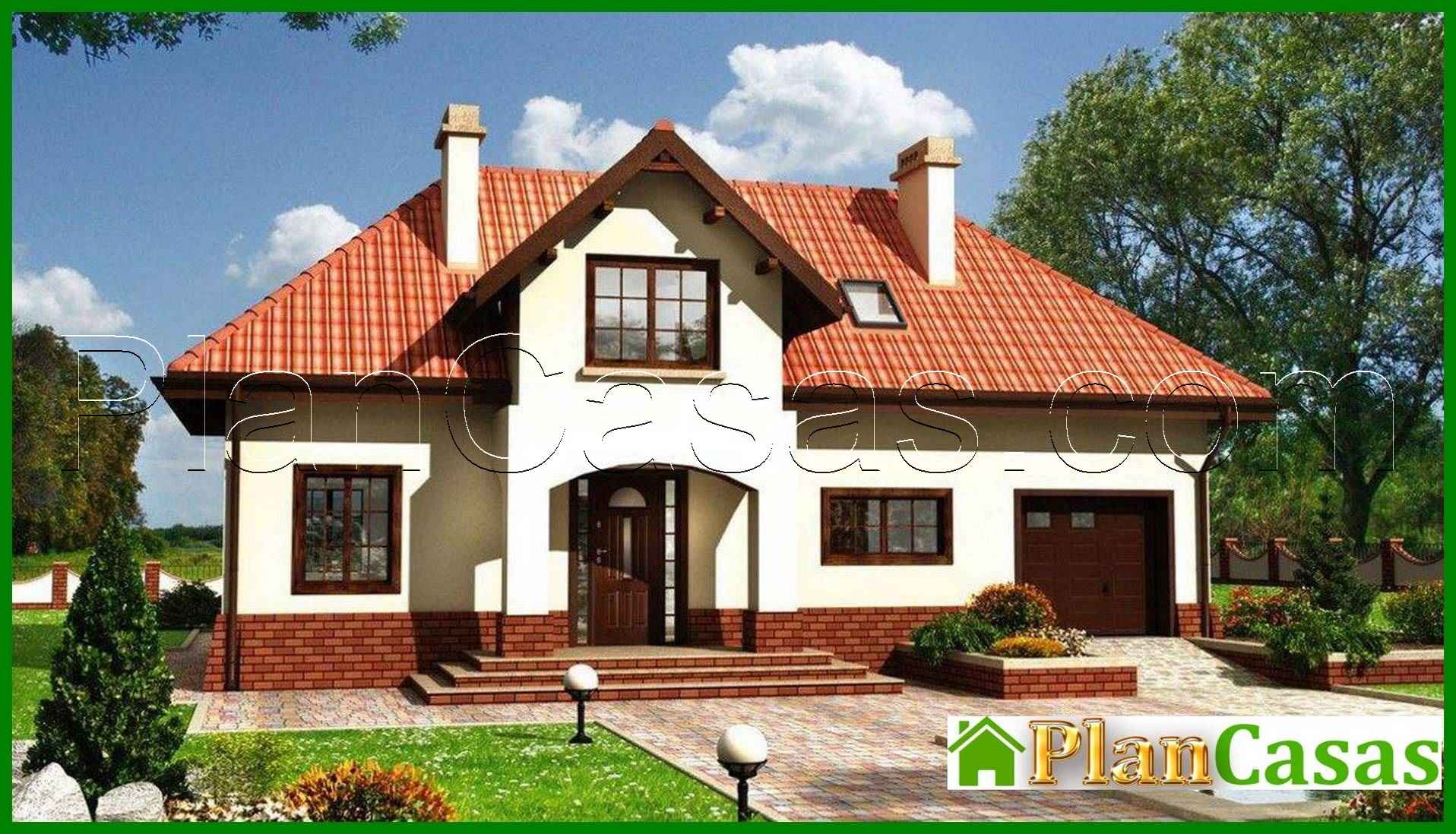 Attractive cottage project with an attic and a garage for 1 car