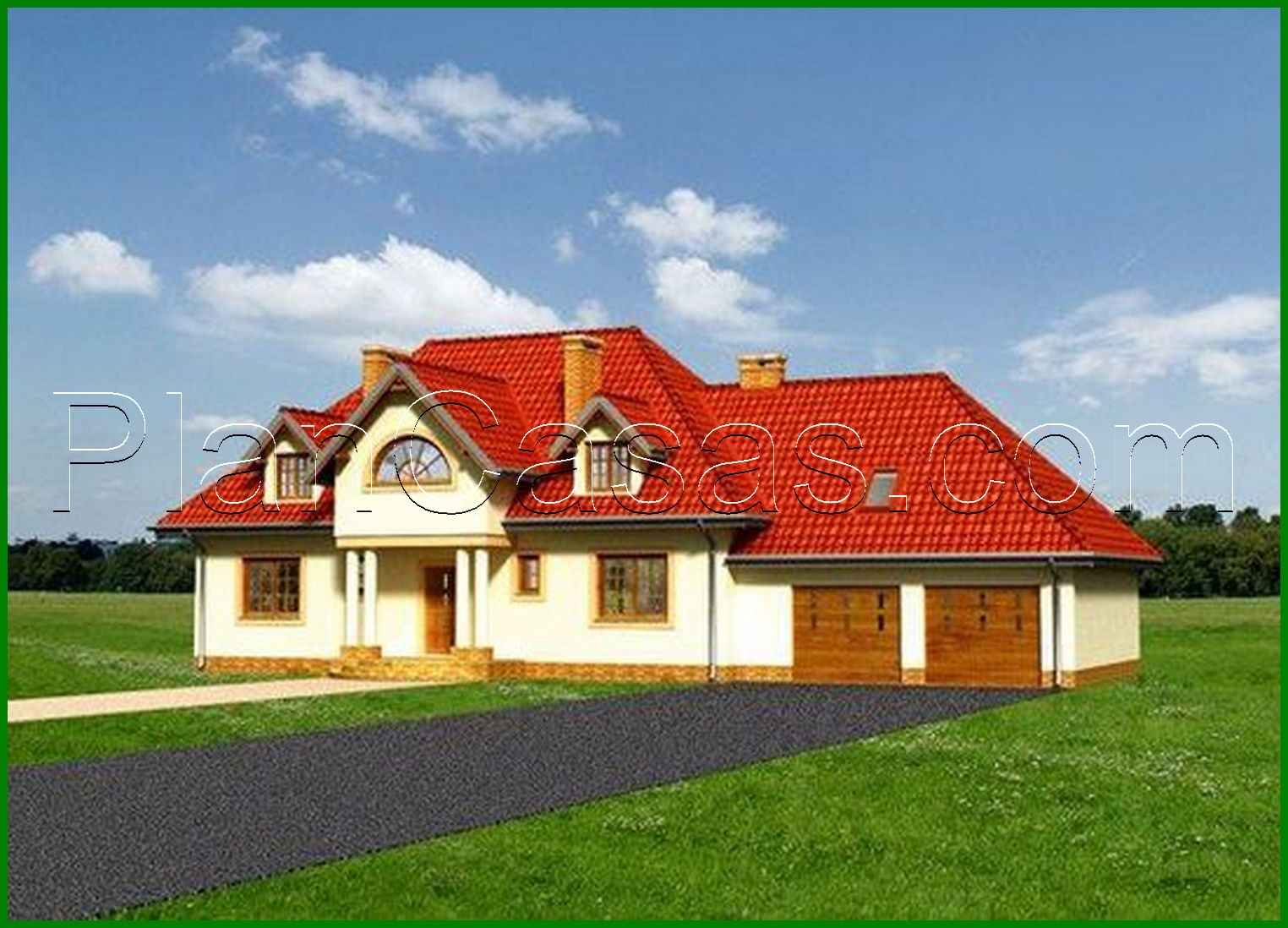 Galería de visualizaciones - Proyecto de una enorme cabaña de campo con garaje para dos coches