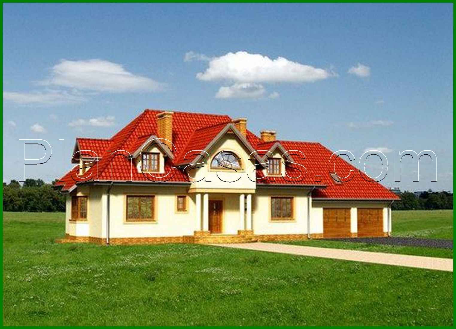 Galería de visualizaciones - Proyecto de una enorme cabaña de campo con garaje para dos coches