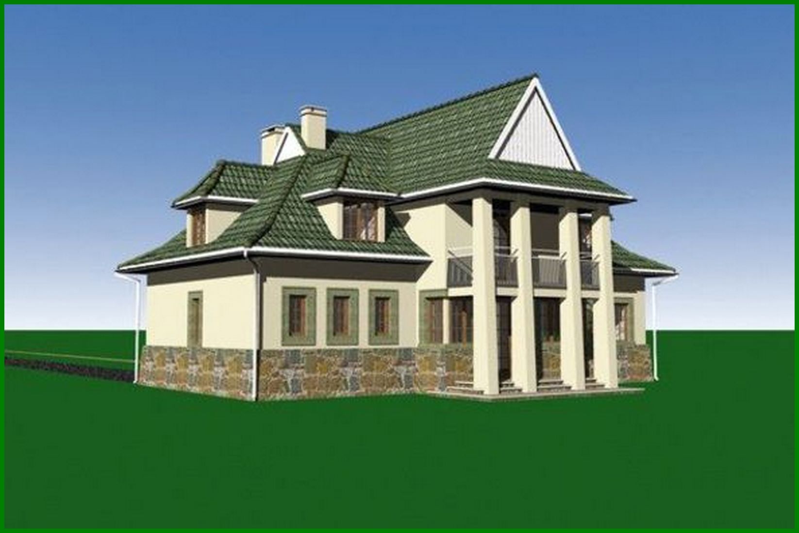 Galería de visualizaciones - Bonito proyecto de casa con porche en forma de torre