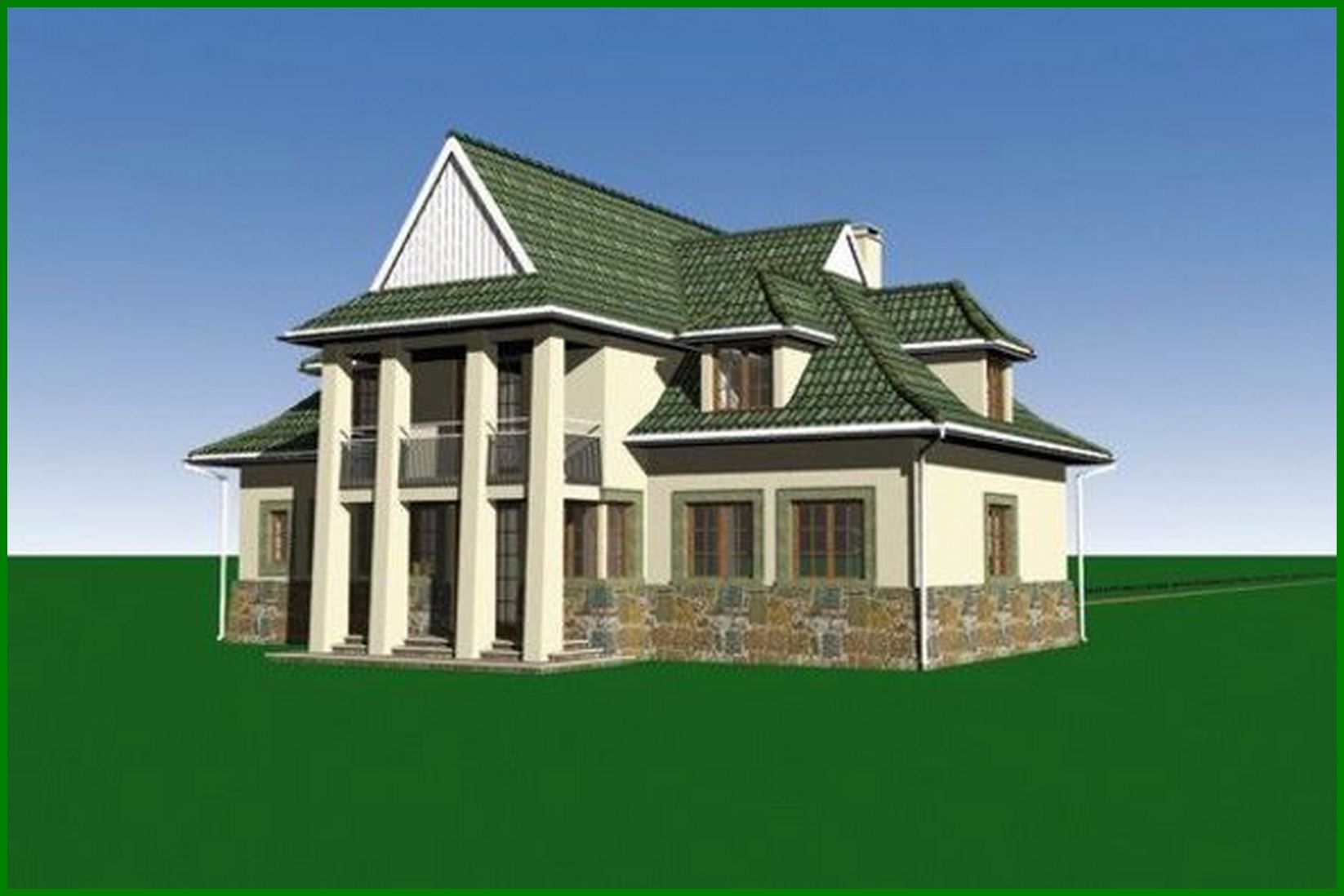 Galería de visualizaciones - Bonito proyecto de casa con porche en forma de torre