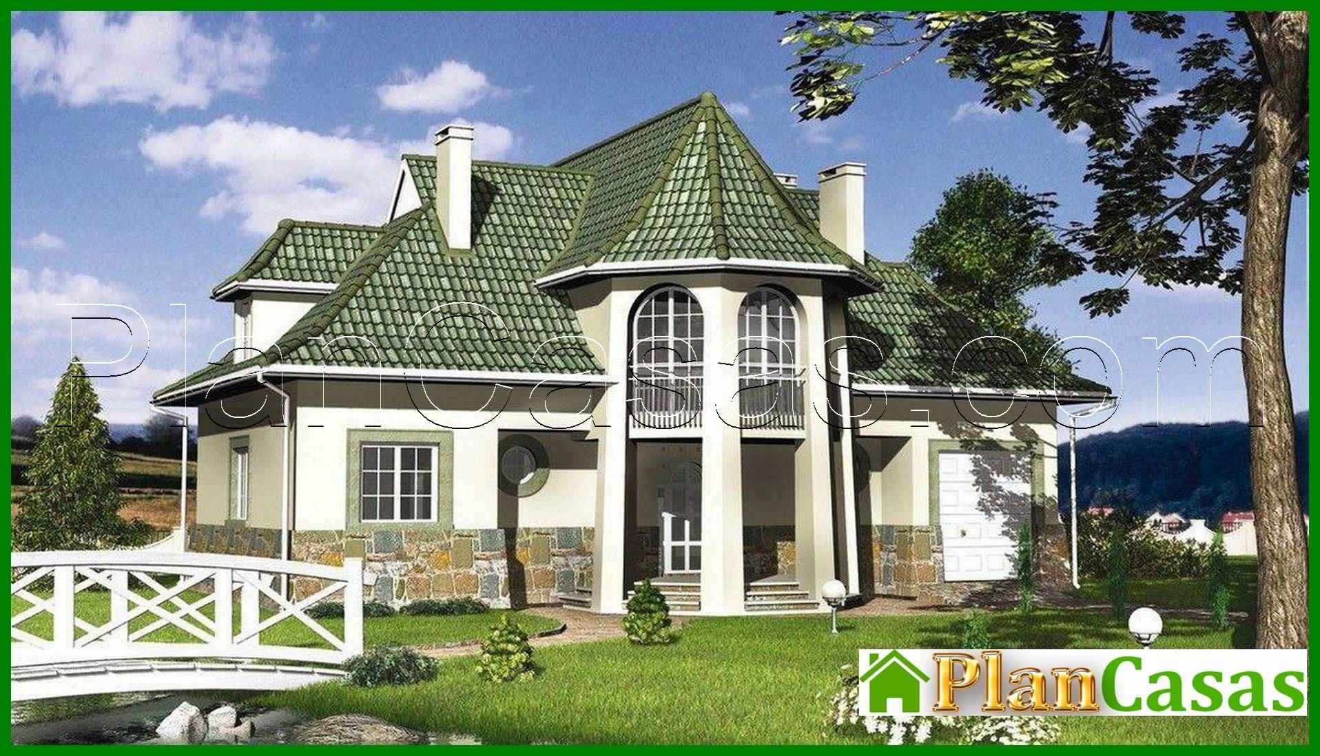 Bonito proyecto de casa con porche en forma de torre