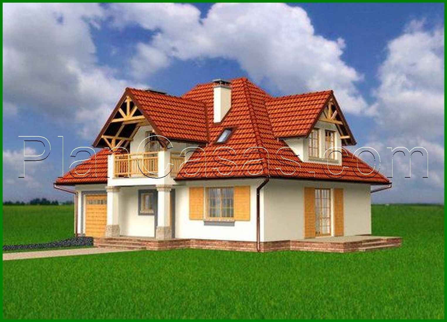 Galería de visualizaciones - Proyecto de una mansion individual con detalles de madera