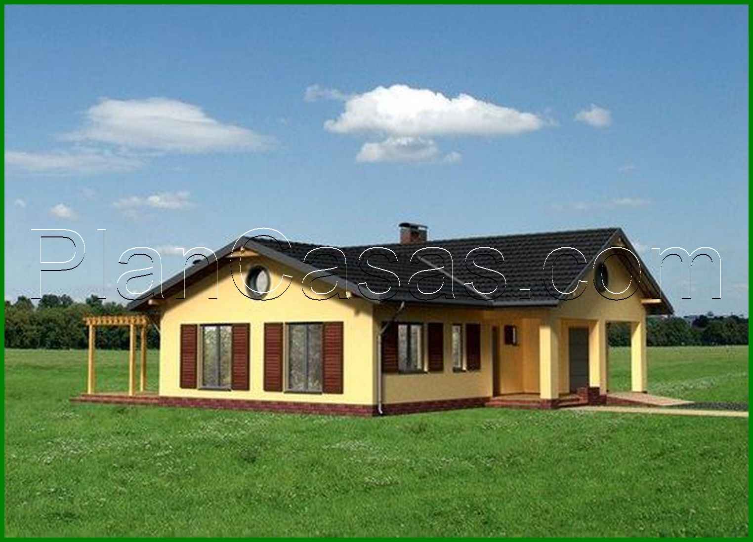 Galería de visualizaciones - Mansion de una planta con gran zona habitable