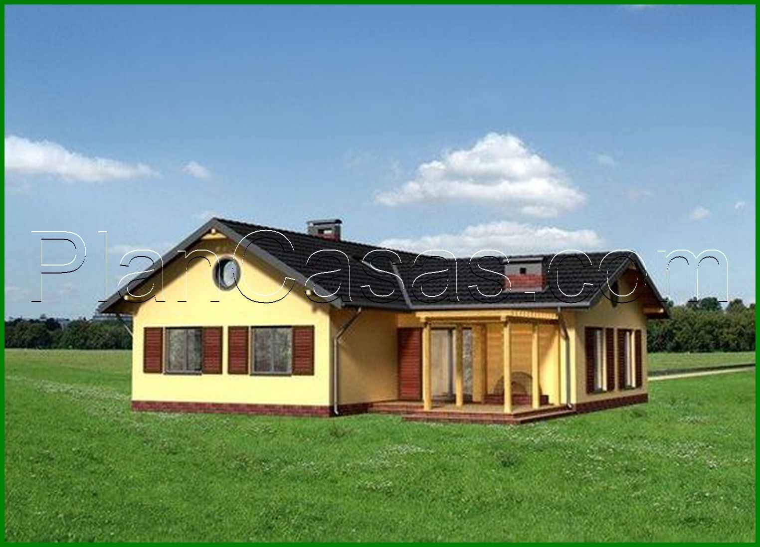 Galería de visualizaciones - Mansion de una planta con gran zona habitable